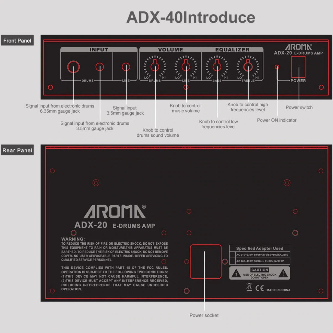 Amplifier Trống Điện Aroma ADX-20-Mai Nguyên Music