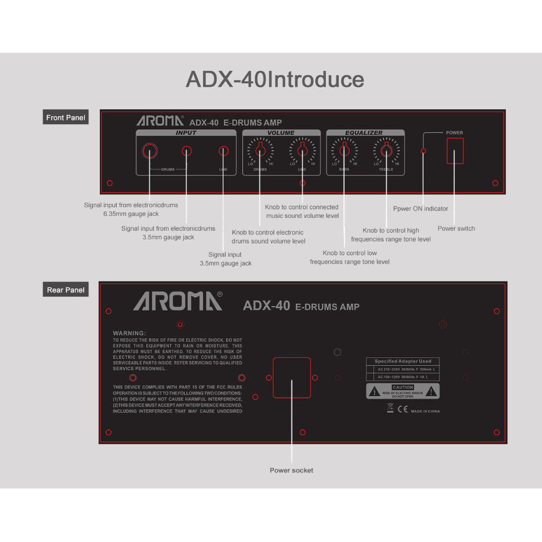 Amplifier Trống Điện Aroma ADX-40-Mai Nguyên Music