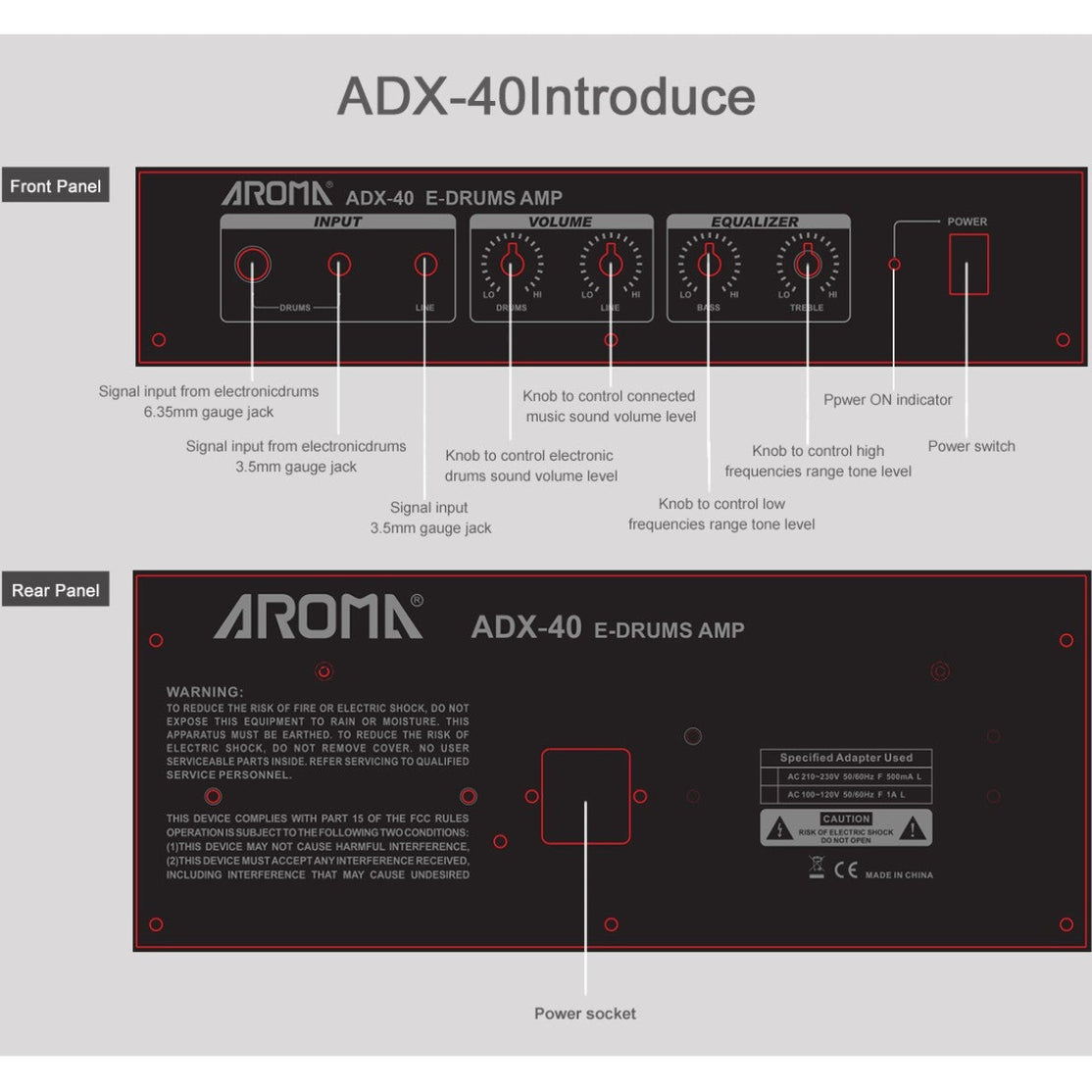 Amplifier Trống Điện Aroma ADX-40S-Mai Nguyên Music