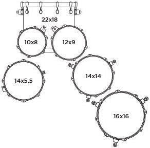 Cấu hình bộ Trống Cơ Mapex AR628S Armony 6-Pc Shell Pack (22"/10"/12"/14"/14"/16")