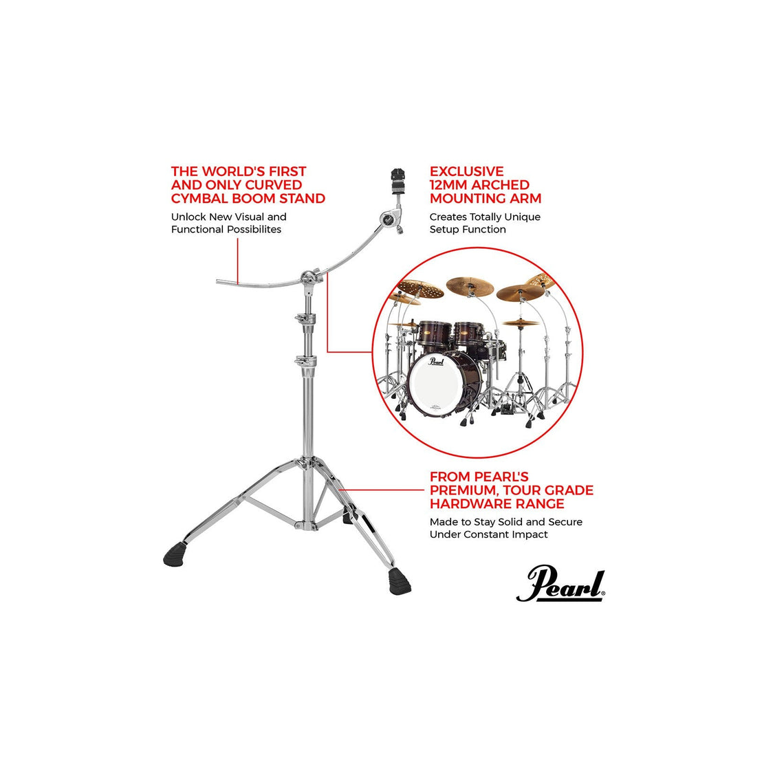 Chân Boom Pearl B1030C w/Boomerang Curved Arm-Mai Nguyên Music