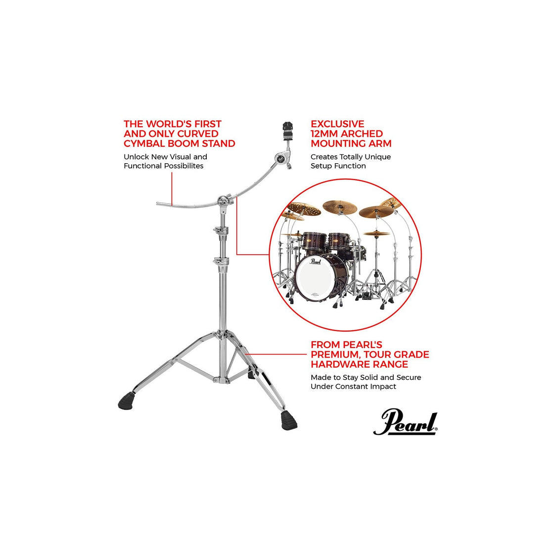 Chân Boom Pearl B1030C w/Boomerang Curved Arm-Mai Nguyên Music