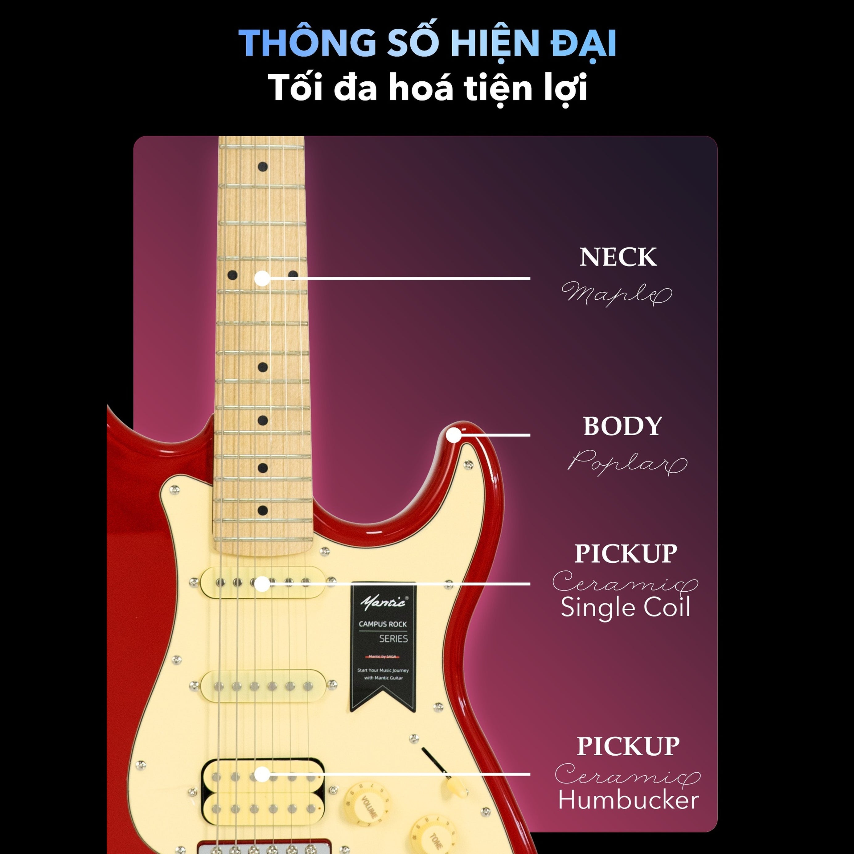 Combo Đàn Guitar Điện Mantic MST100 & Faciron DE500-Mai Nguyên Music