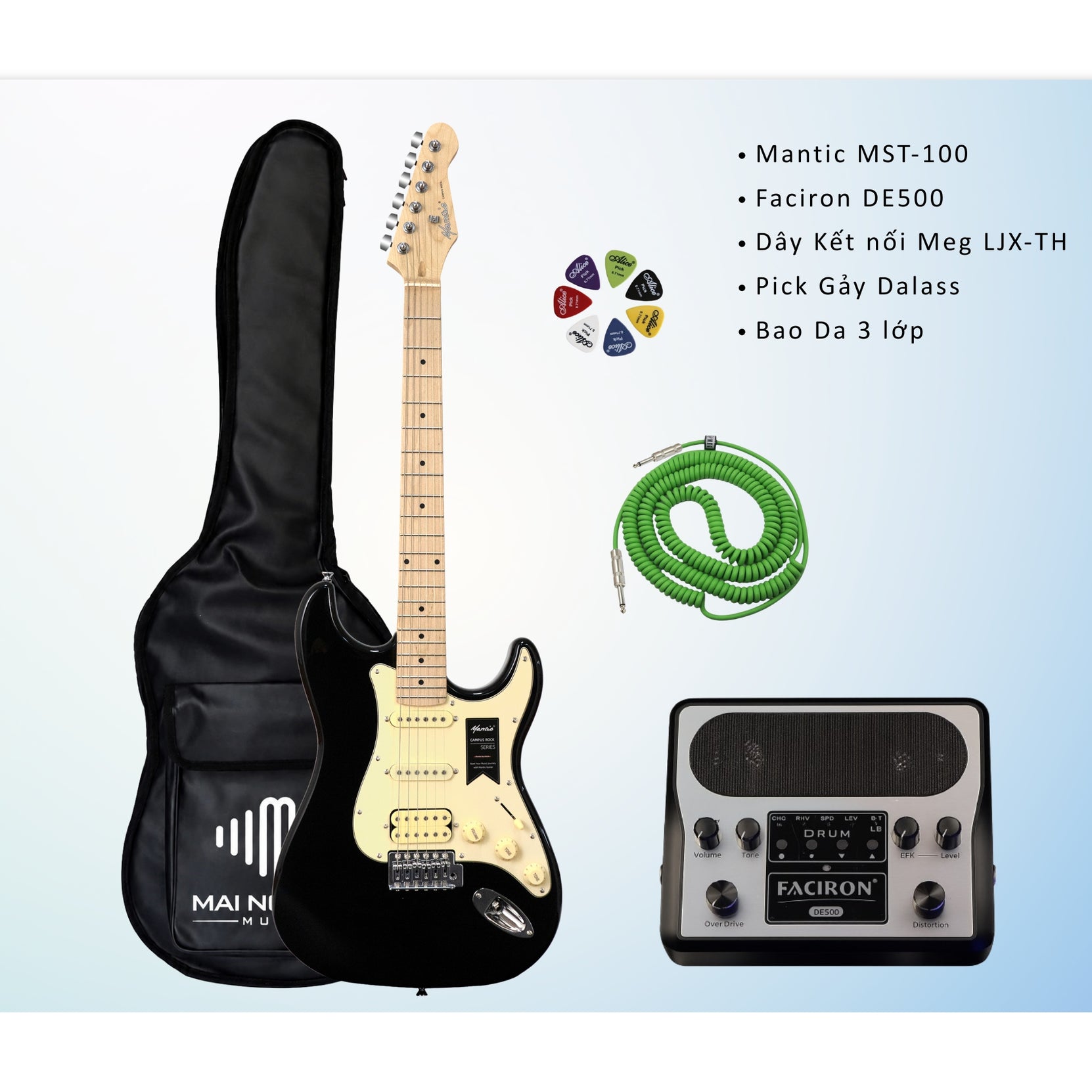 Combo Đàn Guitar Điện Mantic MST100 & Faciron DE500-Mai Nguyên Music