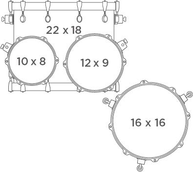 Cấu hình bộ trống Trống Cơ Mapex SE529XB Rock Birch 4-Pc Shell Pack (22"/10"/12"/16")