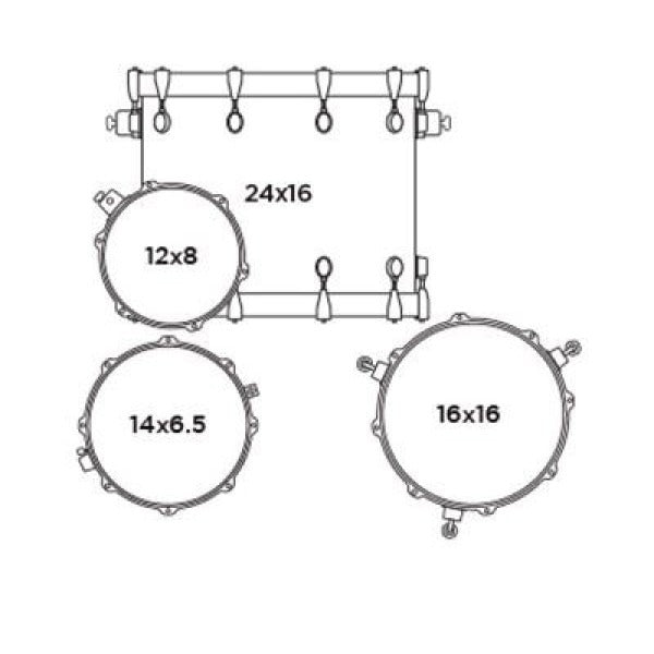 Cấu hình bộ Trống Cơ Mapex MA446S Mars Birch Rock 24 4-Pc Shell Pack (24"/12"/14"/16")