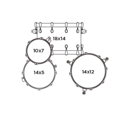 Cấu hình bộ Trống Cơ Mapex MM486S Bop 4-Pc Shell Pack (18"/10"/14"/14")