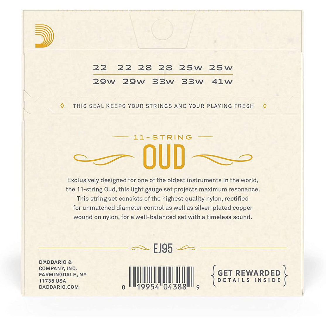 D'Addario EJ95 Silver-Plated Copper 11-String Oud Strings-Mai Nguyên Music