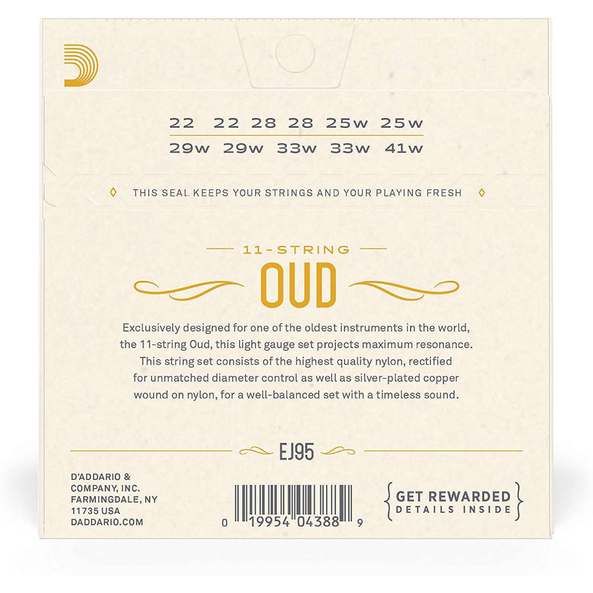 D'Addario EJ95 Silver-Plated Copper 11-String Oud Strings-Mai Nguyên Music