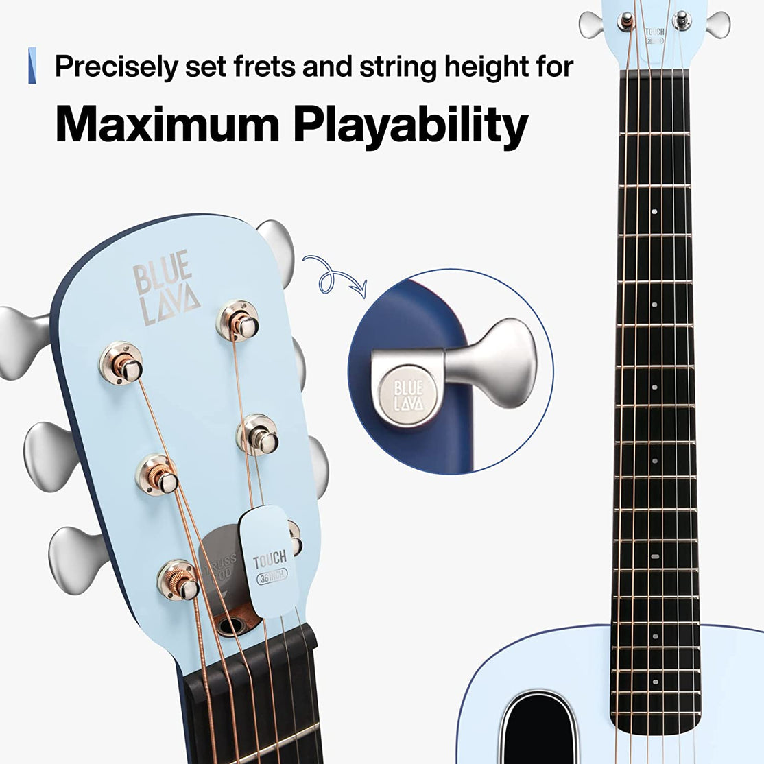 Đàn Guitar Acoustic BLUE LAVA Touch Size 36", Ice/Ocean Blue-Mai Nguyên Music