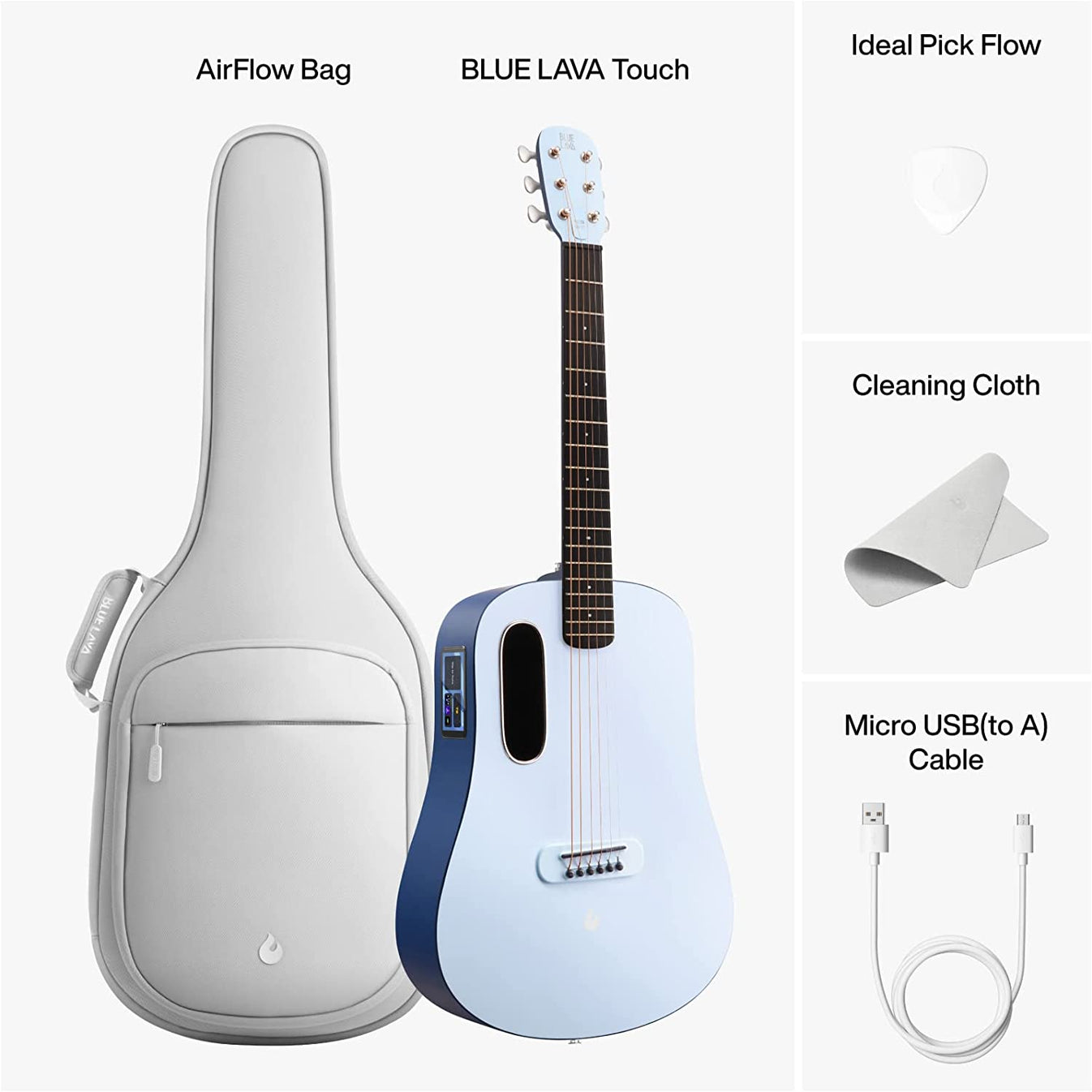 Đàn Guitar Acoustic BLUE LAVA Touch Size 36", Ice/Ocean Blue-Mai Nguyên Music