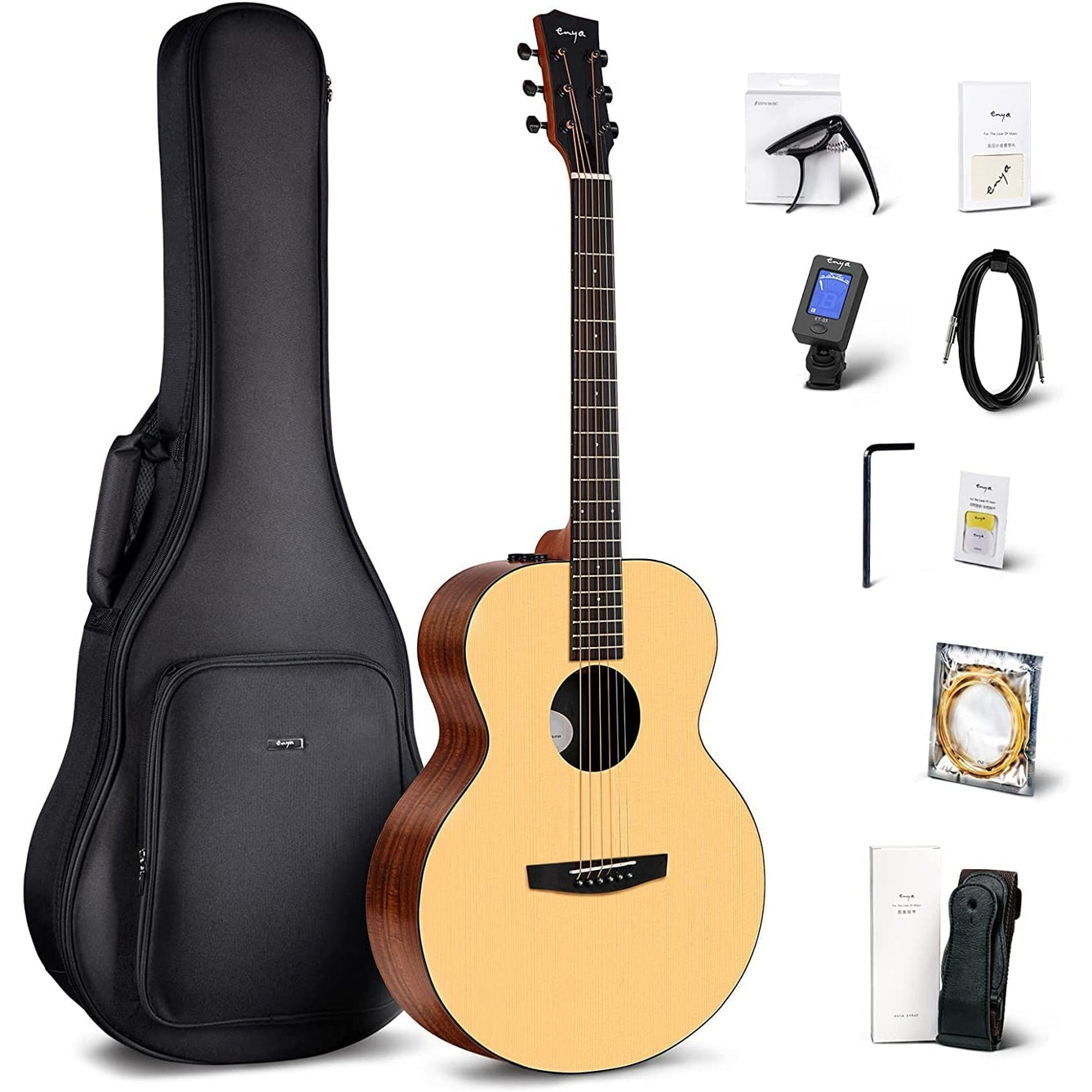 Đàn Guitar Acoustic Enya EM-X0 EQ, Natural - Size 36"-Mai Nguyên Music