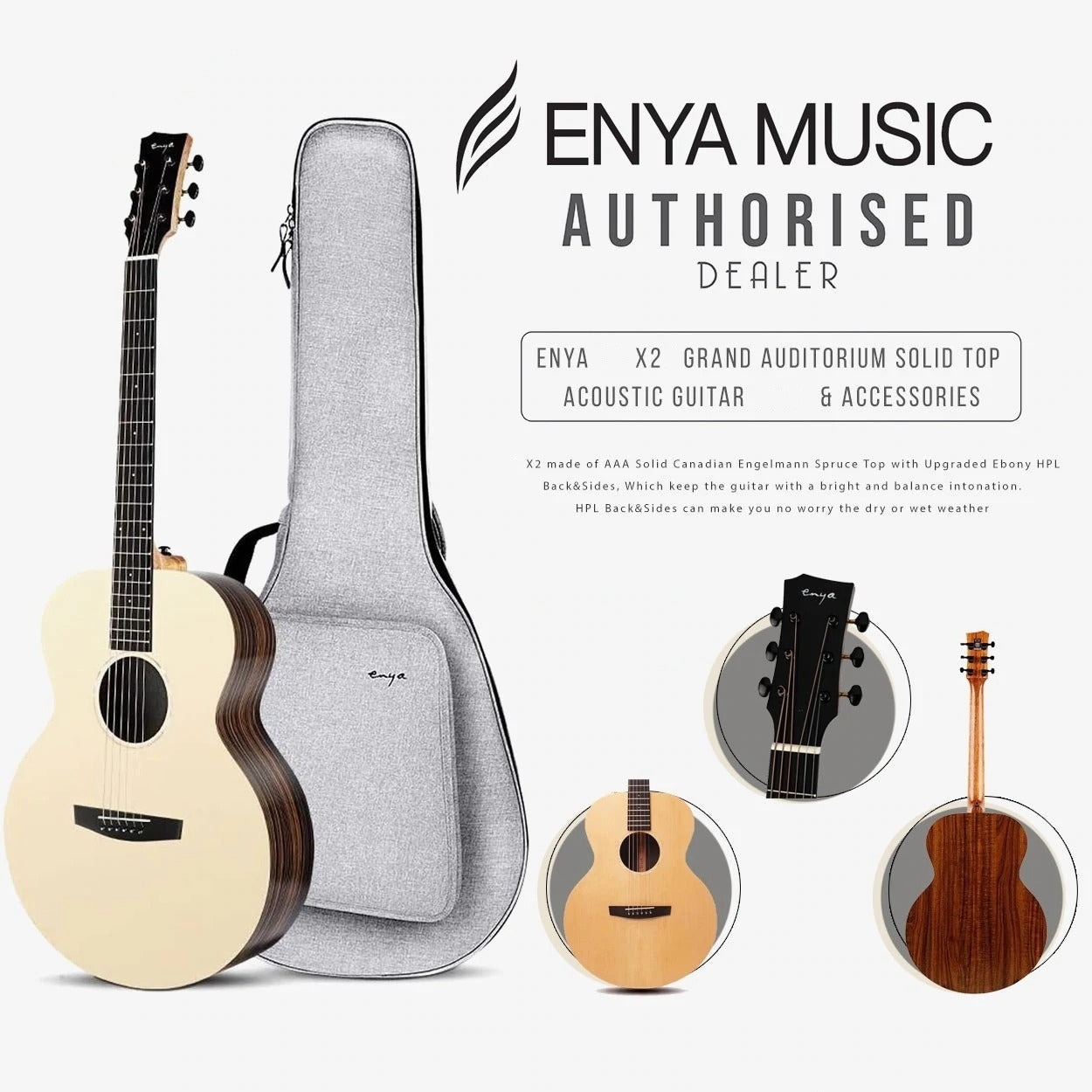 Đàn Guitar Acoustic Enya EM-X2 - Size 36"-Mai Nguyên Music