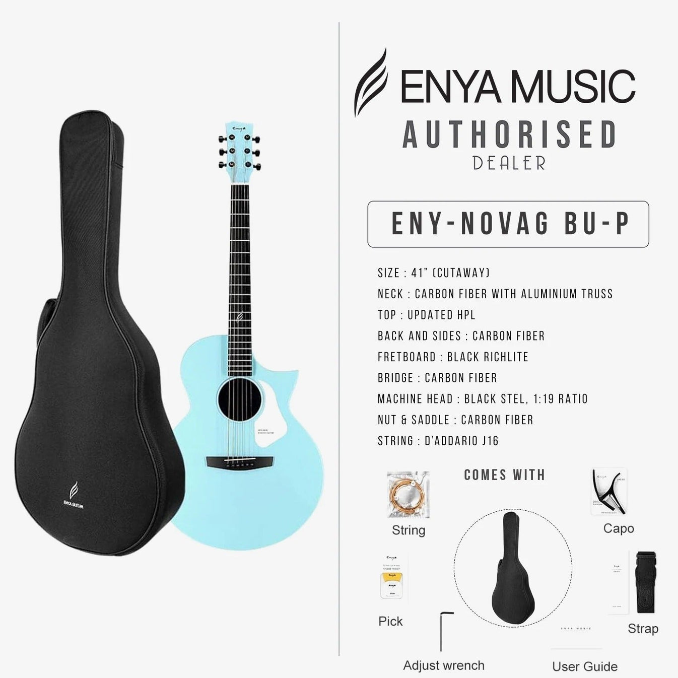 Đàn Guitar Acoustic Enya Nova G, Blue-Mai Nguyên Music