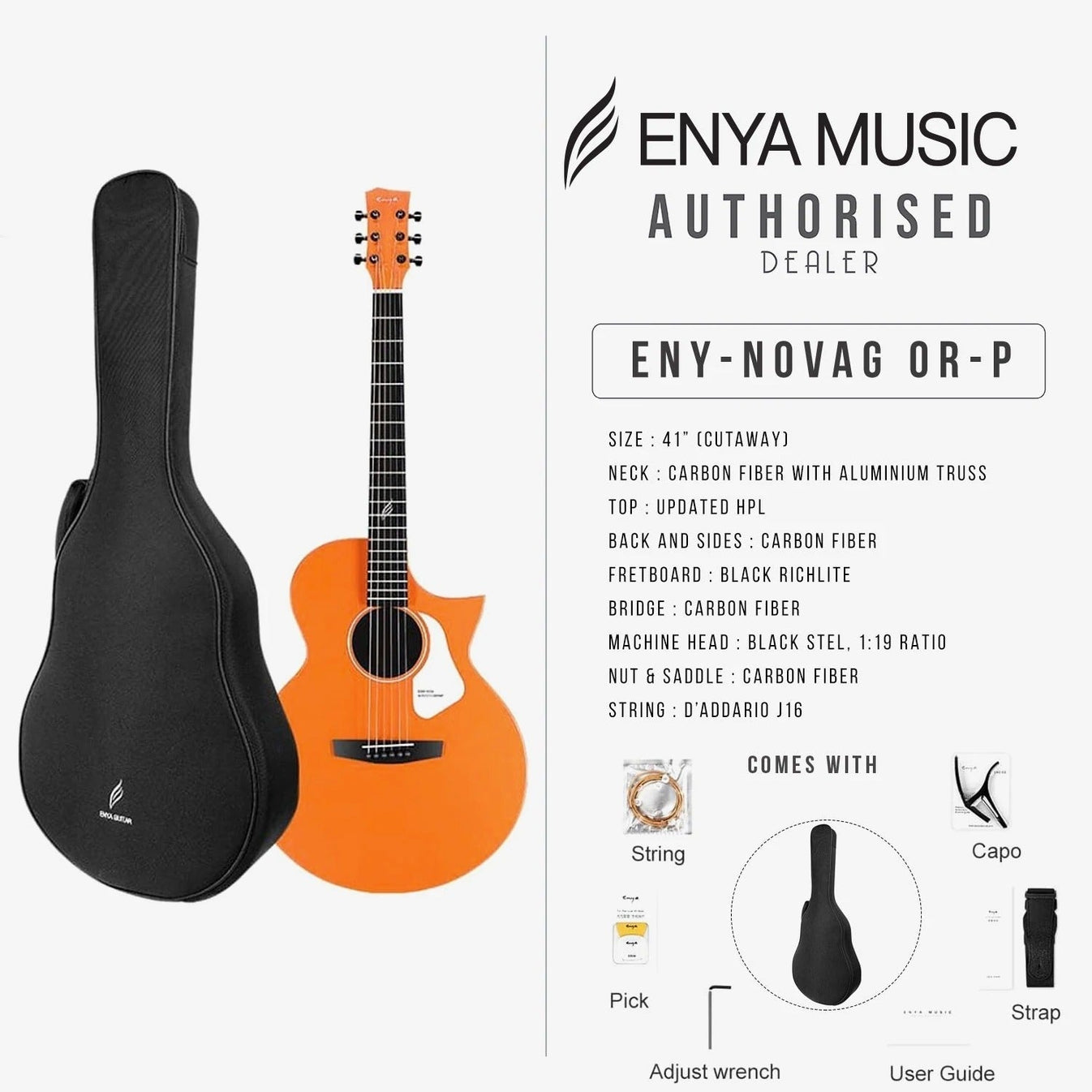 Đàn Guitar Acoustic Enya Nova G EQ, Orange-Mai Nguyên Music