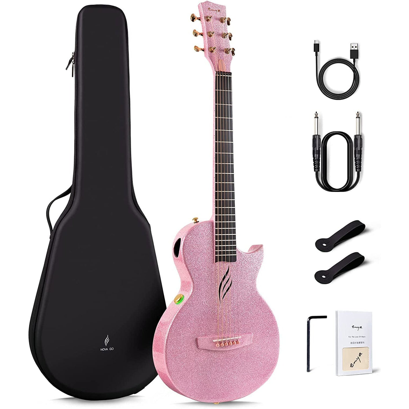 Đàn Guitar Acoustic Enya NOVA GO SP1 AcousticPlus, Sparkling Pink-Mai Nguyên Music