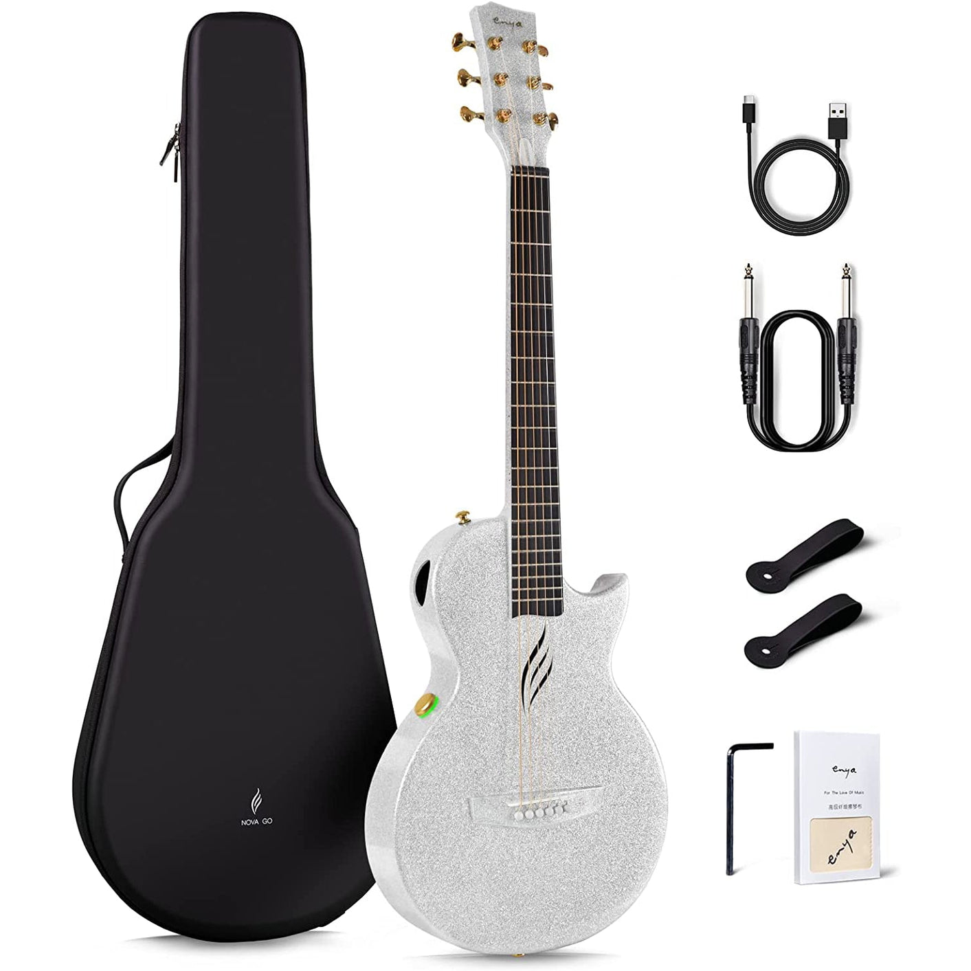 Đàn Guitar Acoustic Enya NOVA GO SP1 AcousticPlus, Sparkling Silver-Mai Nguyên Music