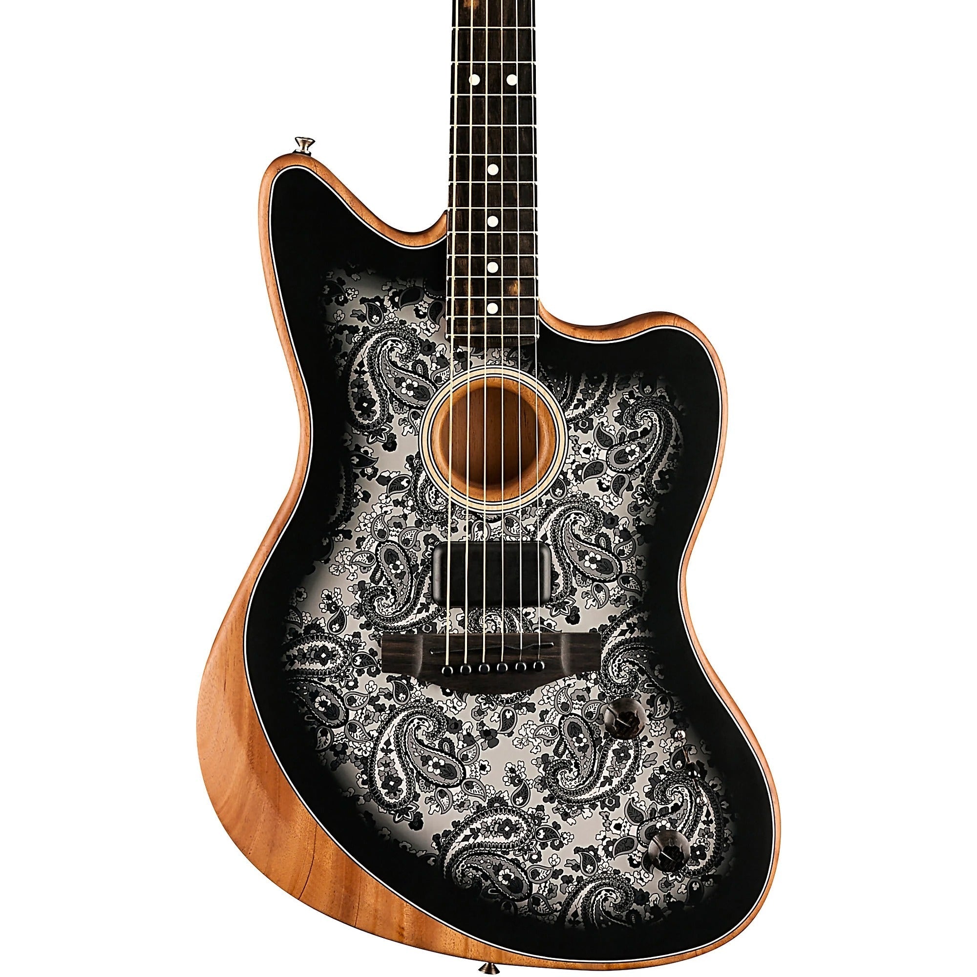Đàn Guitar Acoustic Fender Limited Edition American Acoustasonic Jazzmaster, Black Paisley-Mai Nguyên Music