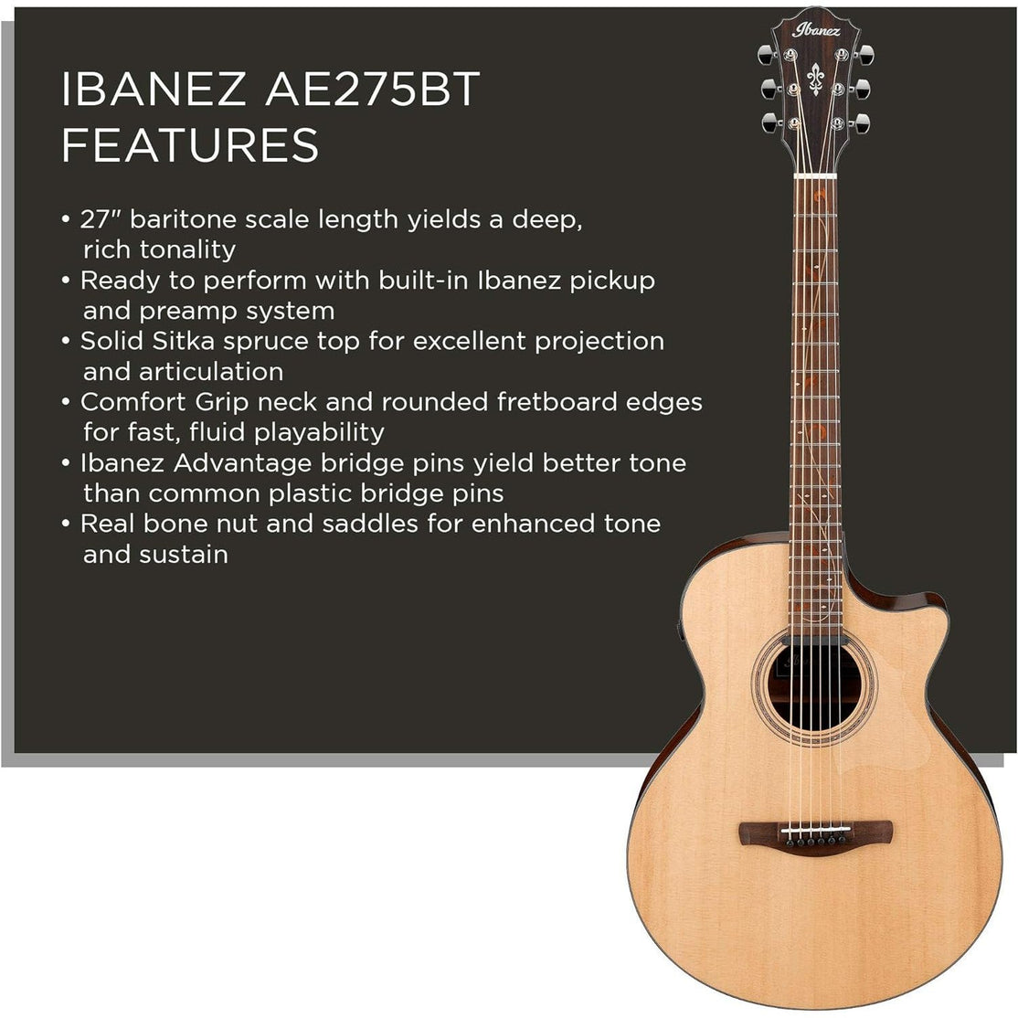 Đàn Guitar Acoustic Ibanez AE275BT-Mai Nguyên Music
