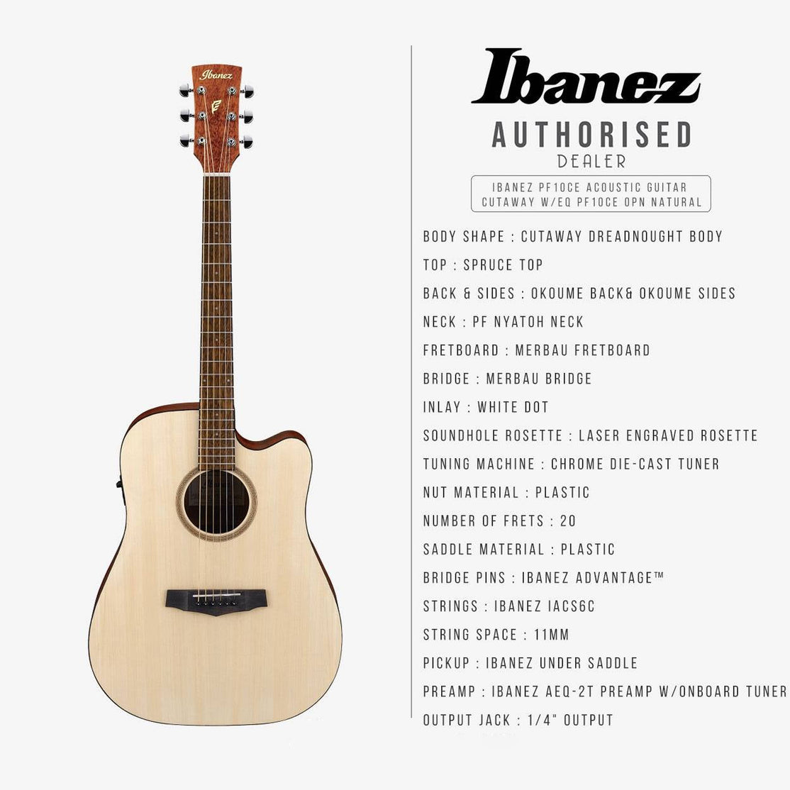 Đàn Guitar Acoustic Ibanez PF10CE-Mai Nguyên Music