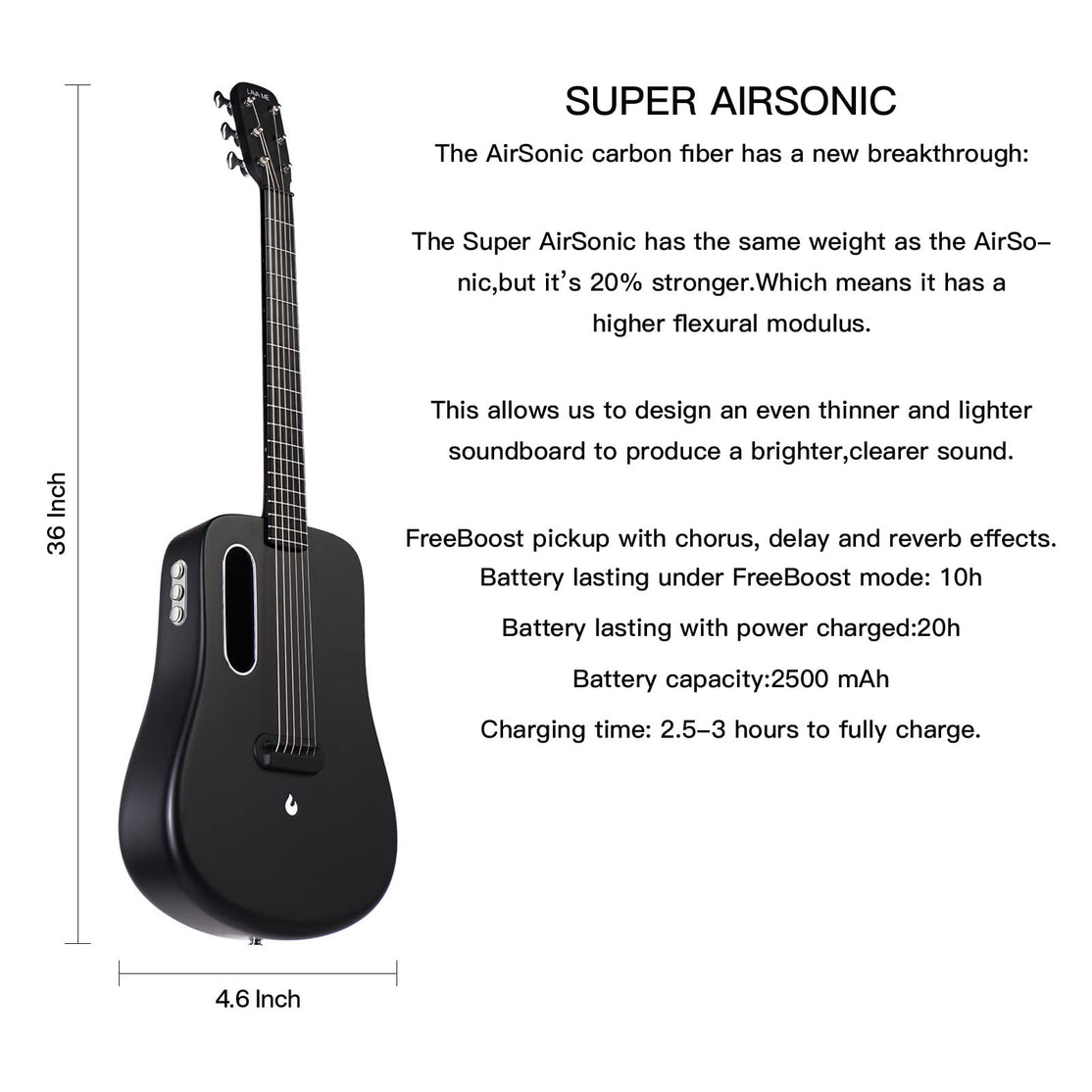 Đàn Guitar Acoustic LAVA ME 2 Size 36 w/Effect, Black-Mai Nguyên Music