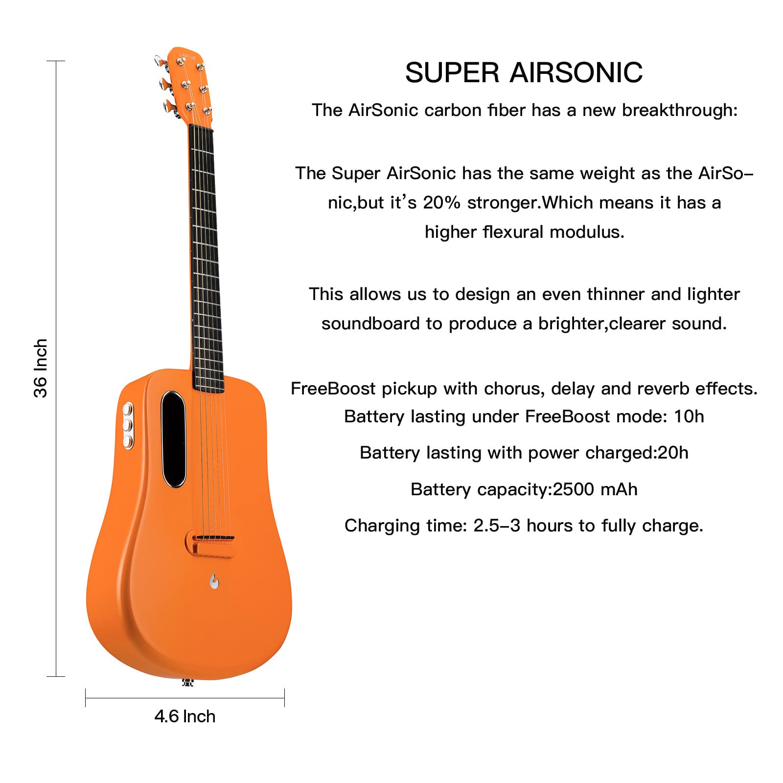 Đàn Guitar Acoustic LAVA ME 2 Size 36 w/Effect, Orange-Mai Nguyên Music
