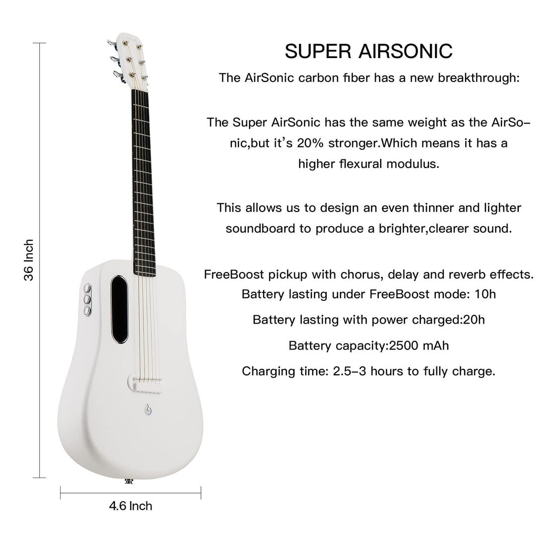 Đàn Guitar Acoustic LAVA ME 2 Size 36 w/Effect, White-Mai Nguyên Music