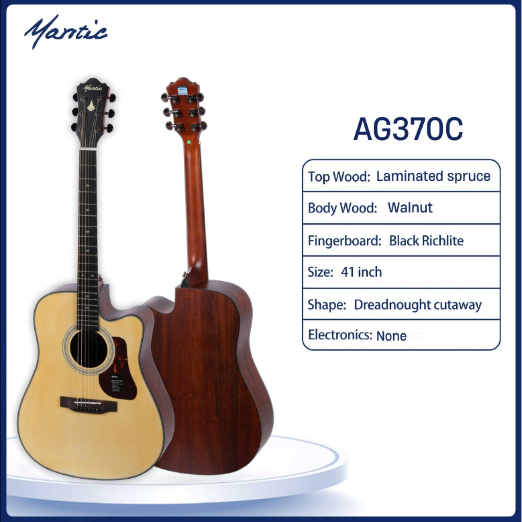 Đàn Guitar Acoustic Mantic AG-370C-Mai Nguyên Music