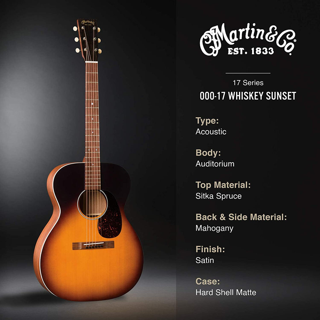 Đàn Guitar Acoustic Martin 000-17 Sitka Spruce 17 Series w/Case, Whiskey Sunset-Mai Nguyên Music