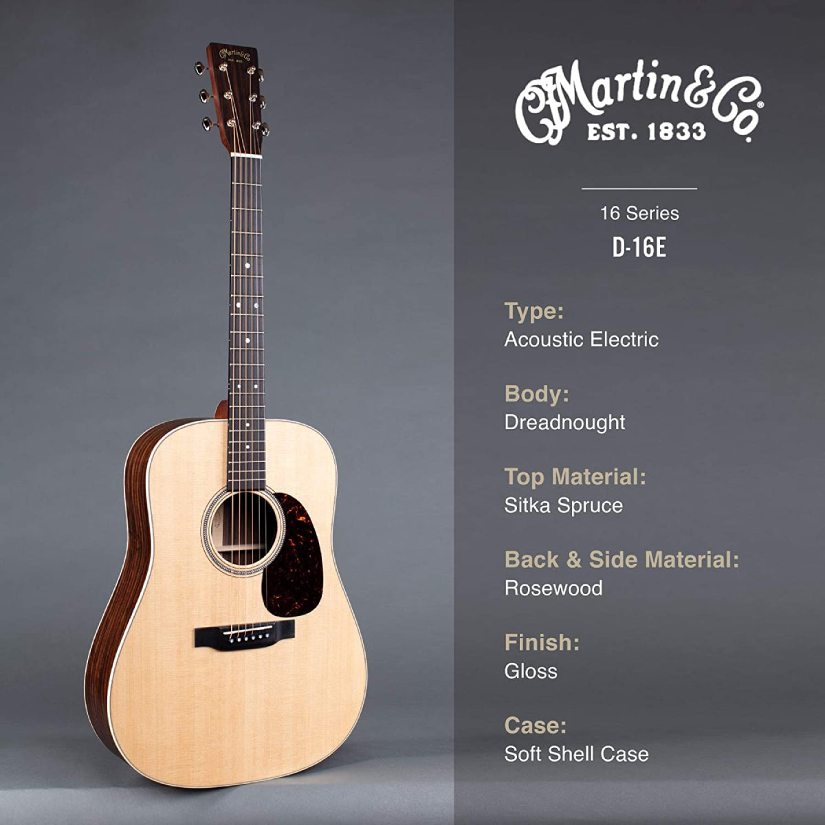 Đàn Guitar Acoustic Martin D-16E Rosewood 16 Series w/Soft Case-Mai Nguyên Music
