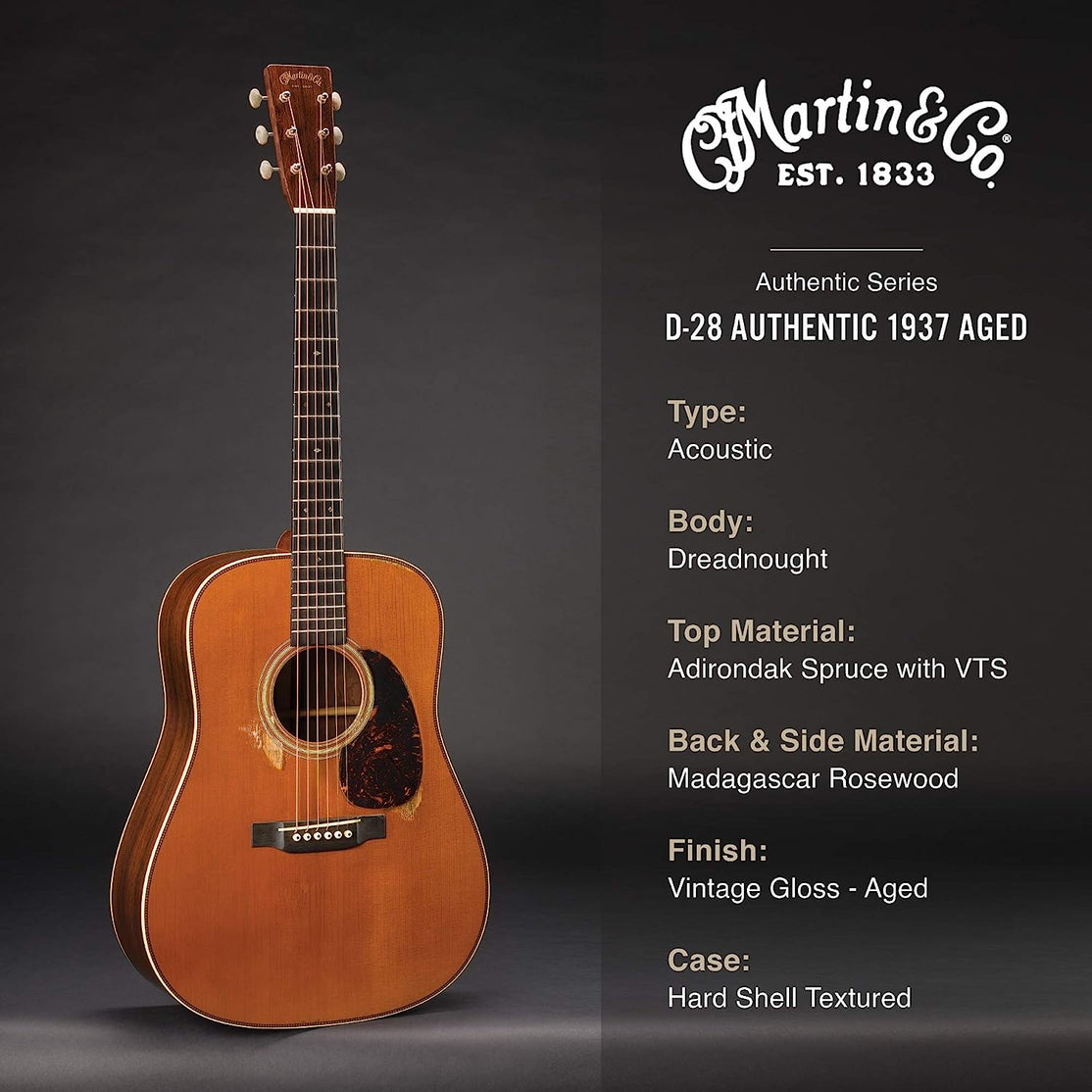 Đàn Guitar Acoustic Martin D-28 Authentic 1937 Aged w/Case-Mai Nguyên Music