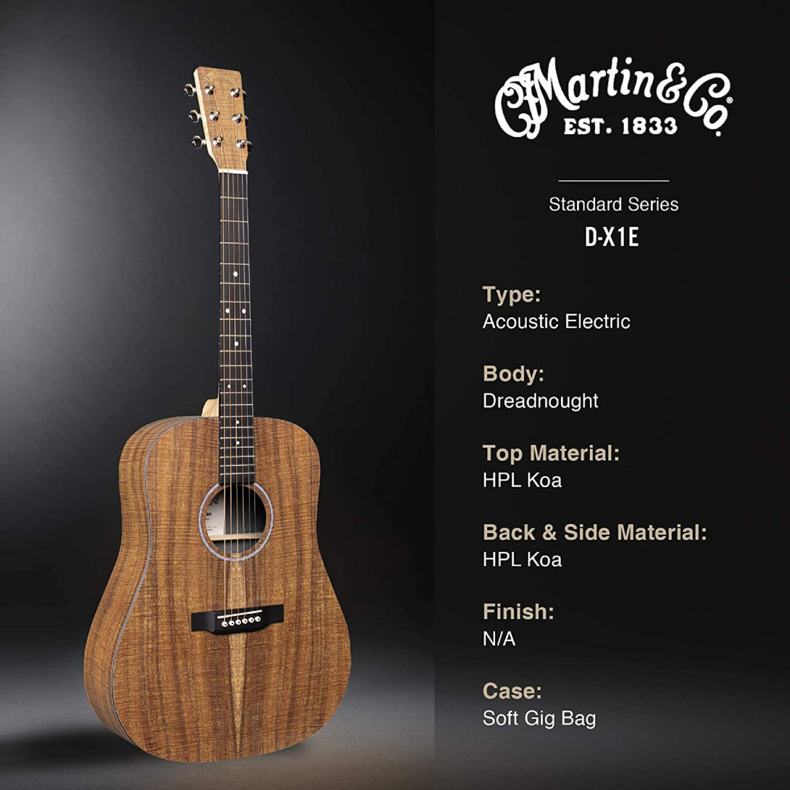 Đàn Guitar Acoustic Martin D-X1E Koa X Series w/Bag-Mai Nguyên Music