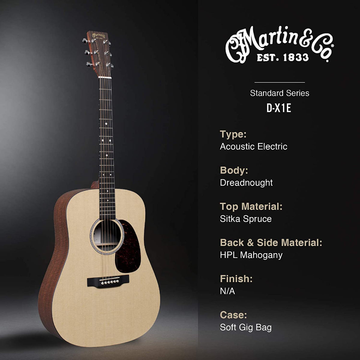 Đàn Guitar Acoustic Martin D-X1E Sitka Spruce X Series w/Bag-Mai Nguyên Music