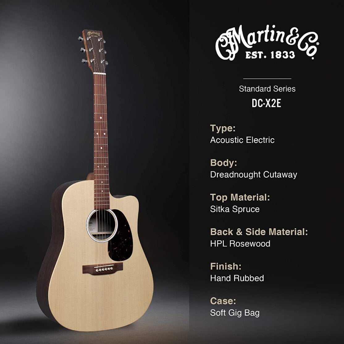 Đàn Guitar Acoustic Martin DC-X2E Rosewood X Series w/Bag-Mai Nguyên Music