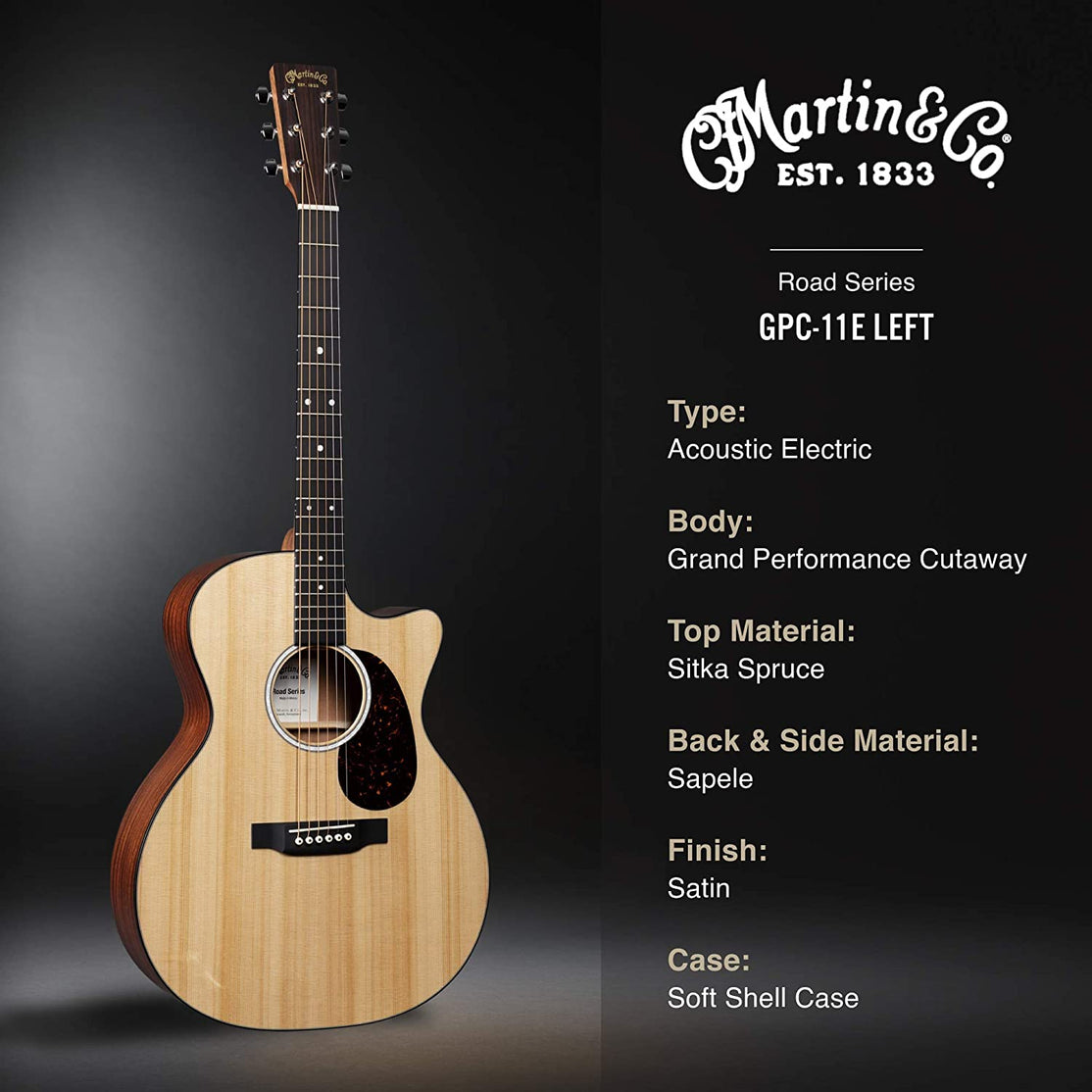 Đàn Guitar Acoustic Martin GPC-11E Sitka Spruce Road Series w/Soft Case-Mai Nguyên Music
