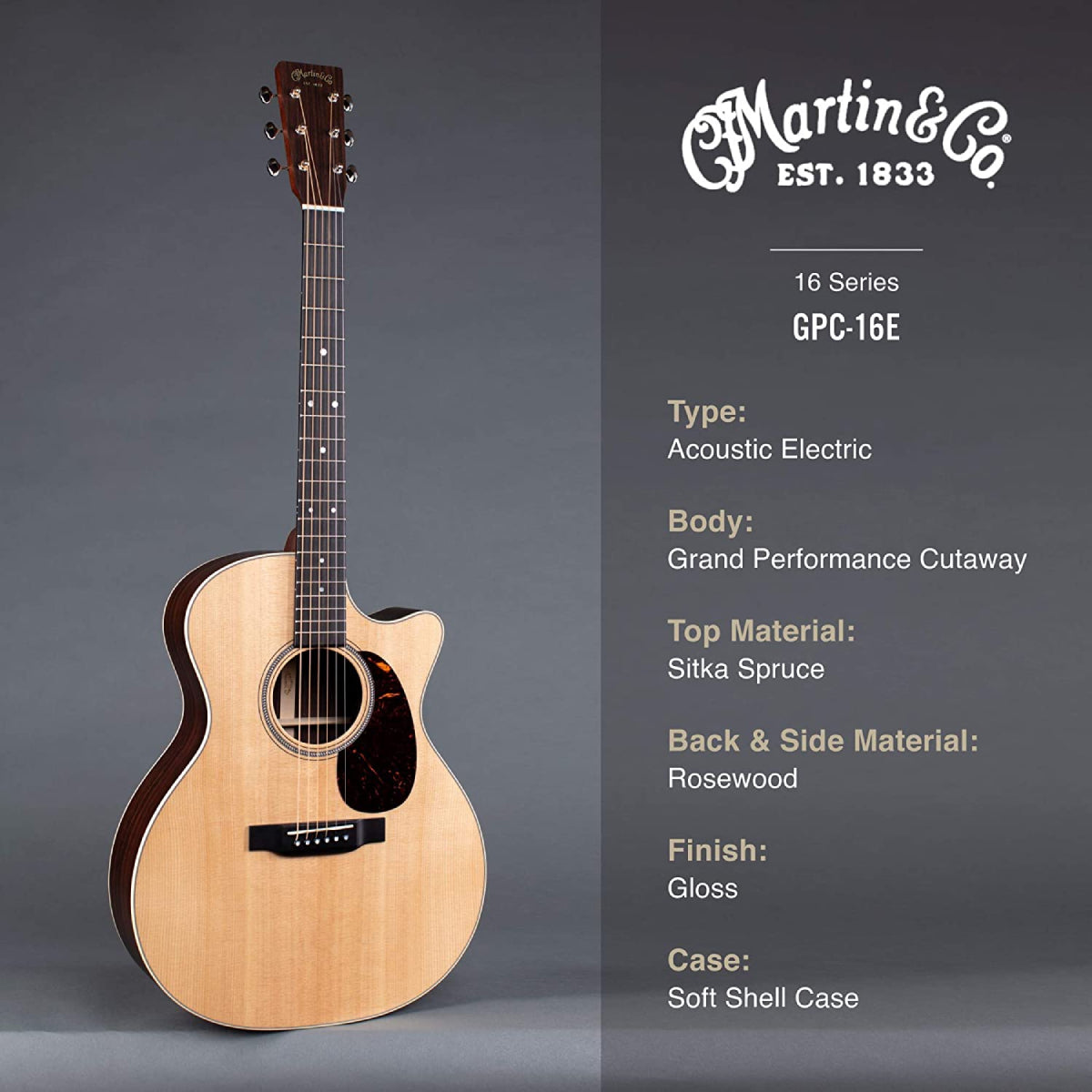Đàn Guitar Acoustic Martin GPC-16E Rosewood 16 Series w/Soft Case-Mai Nguyên Music