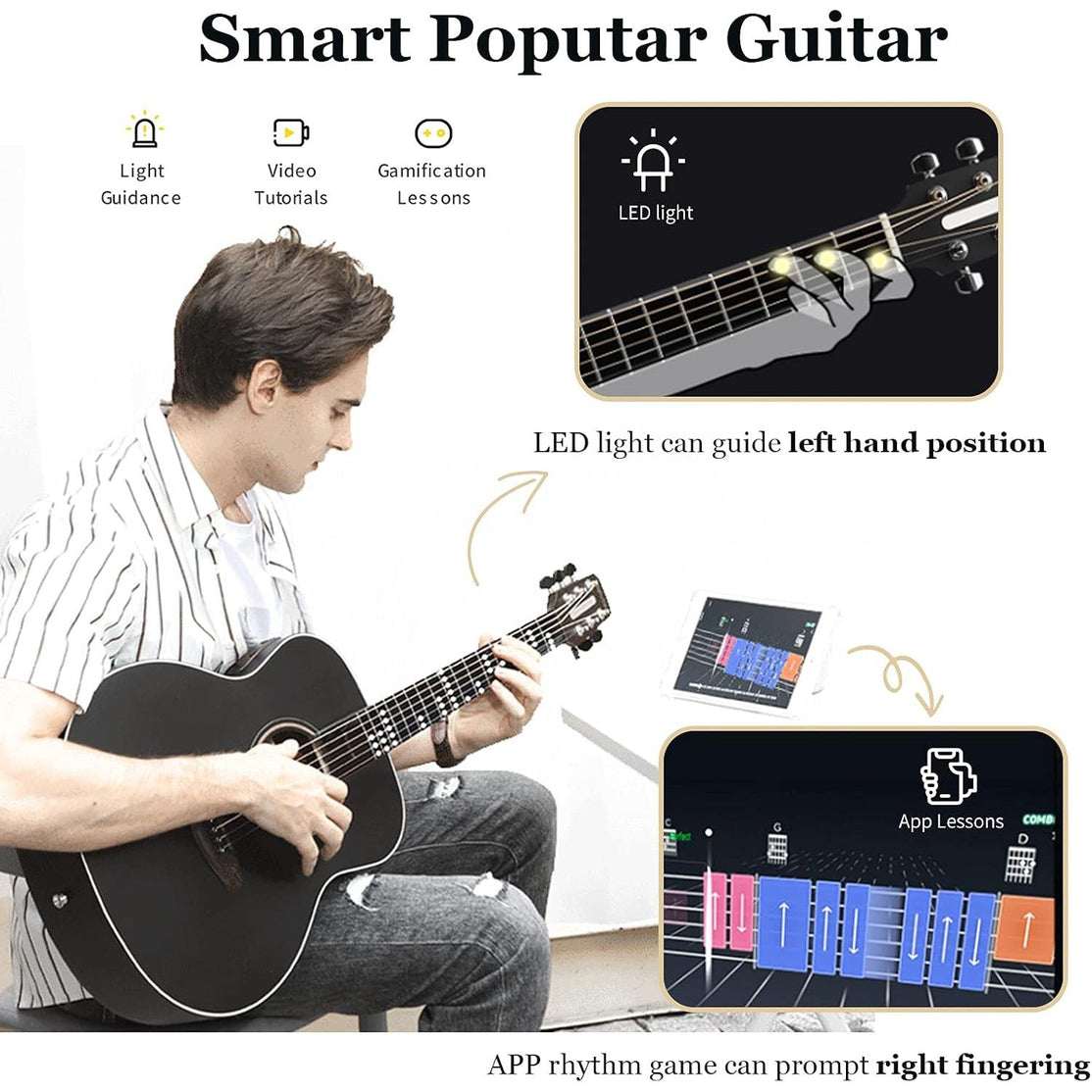 Đàn Guitar Acoustic Poputar T2 Smart-Mai Nguyên Music