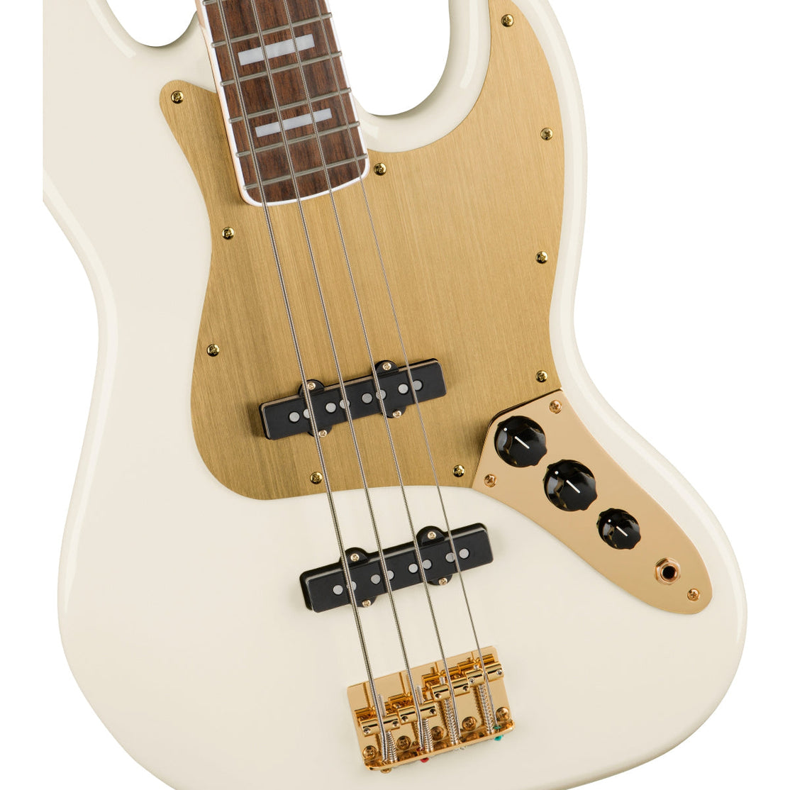 Đàn Guitar Bass 4-dây Squier 40th Anniversary Jazz Bass Gold Edition, LRL FB, Olympic White-Mai Nguyên Music