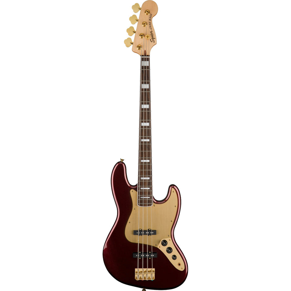 Đàn Guitar Bass 4-dây Squier 40th Anniversary Jazz Bass Gold Edition, LRL FB, Ruby Red Metallic-Mai Nguyên Music