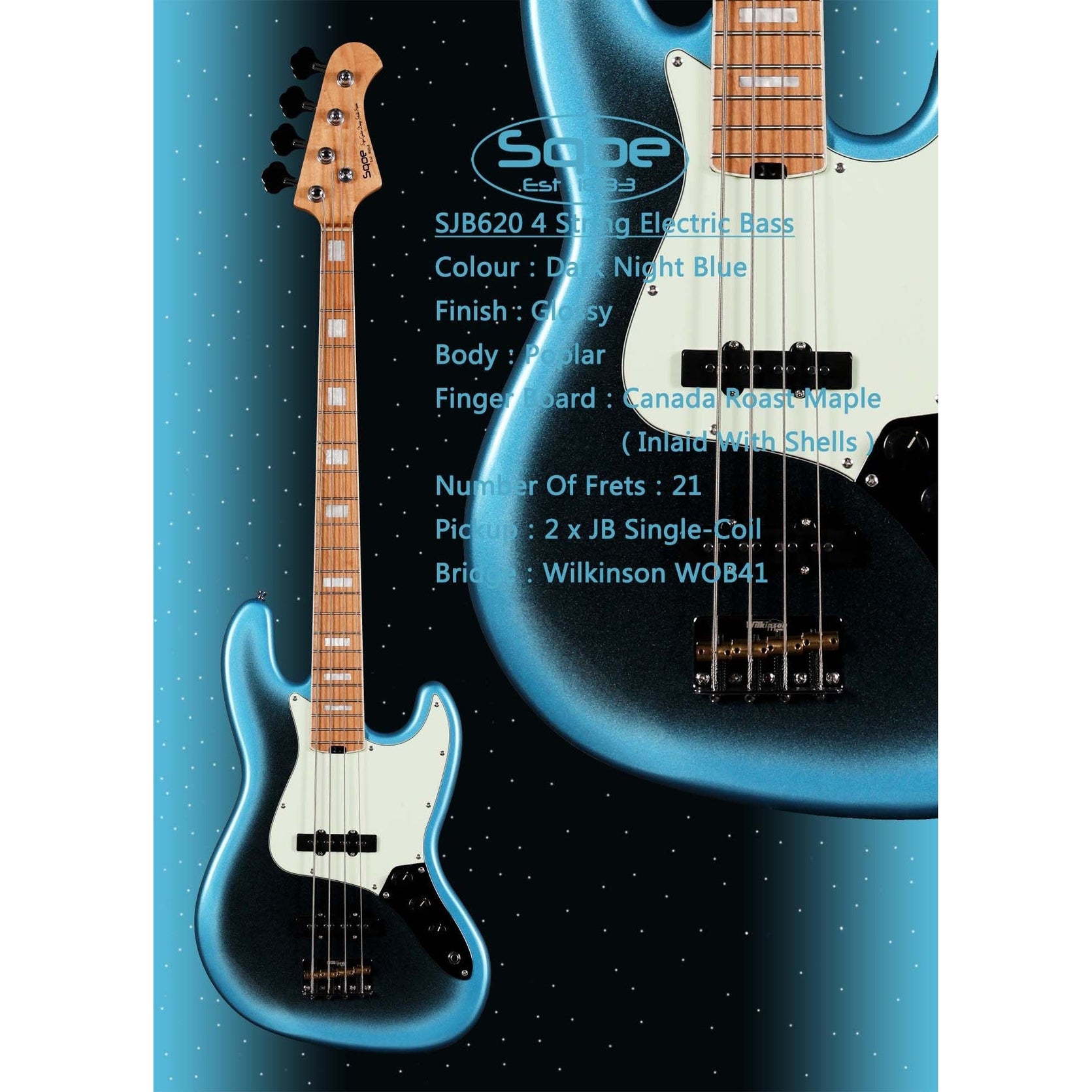 Đàn Guitar Bass Sqoe SJB620-Mai Nguyên Music