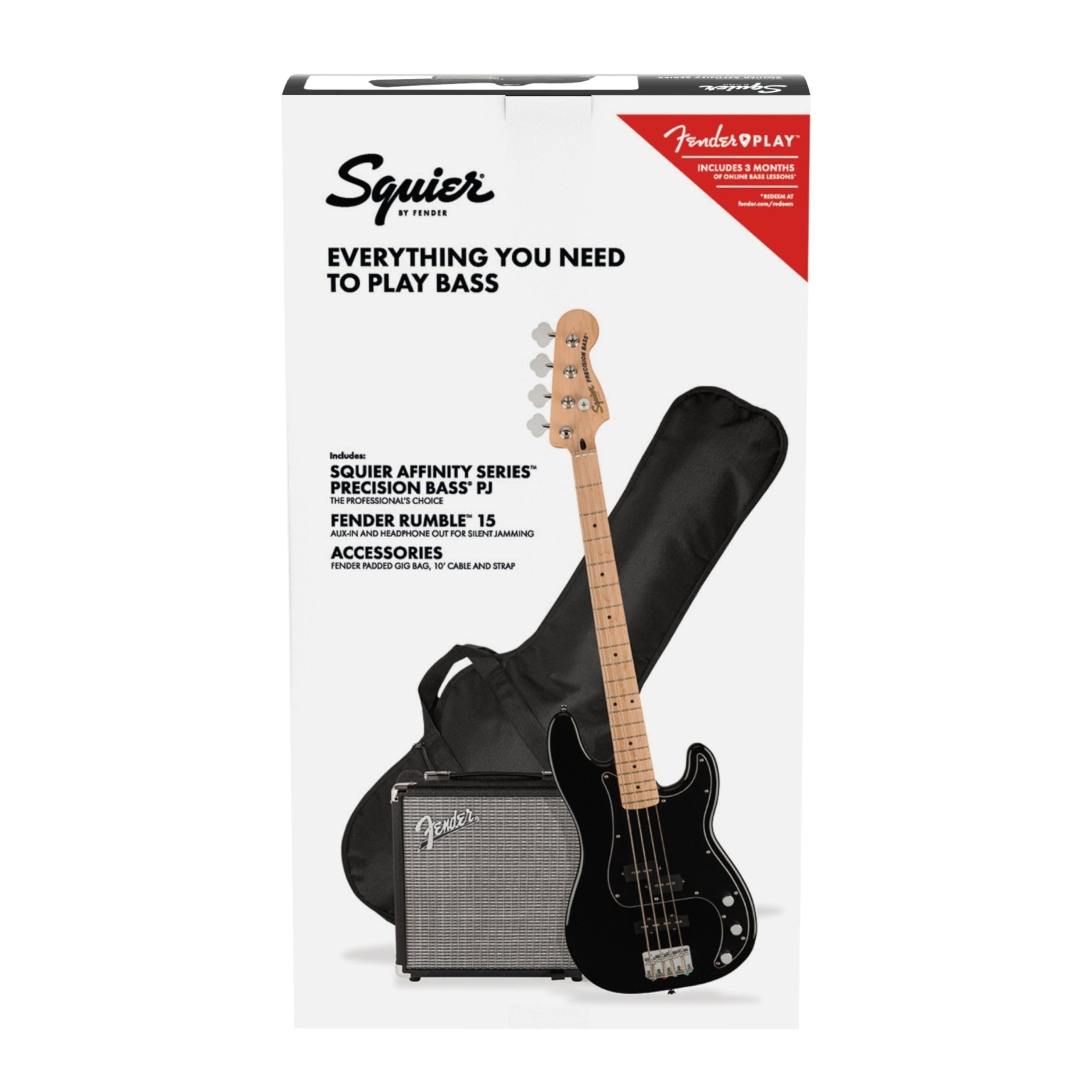 Đàn Guitar Bass Squier Affinity Series Precision Bass PJ Pack, LRL FB, Black-Mai Nguyên Music