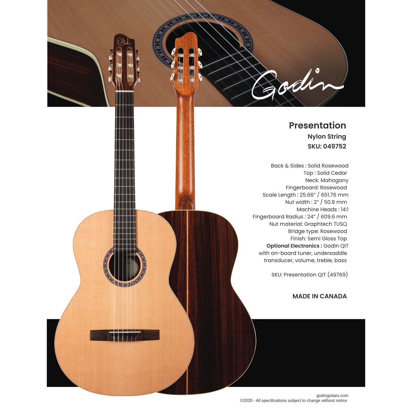 Đàn Guitar Classic Godin Presentation-Mai Nguyên Music
