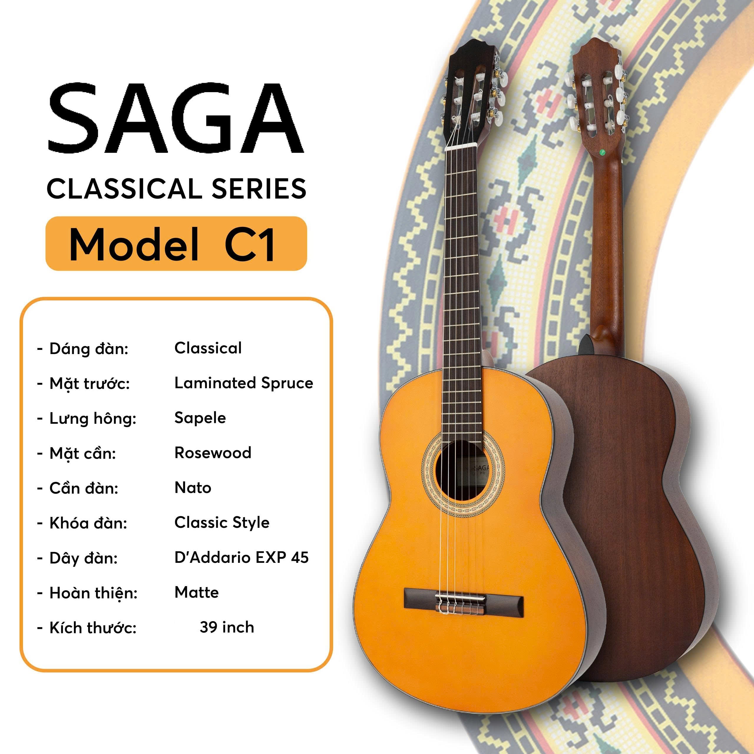 Đàn Guitar Classic Saga C1-Mai Nguyên Music