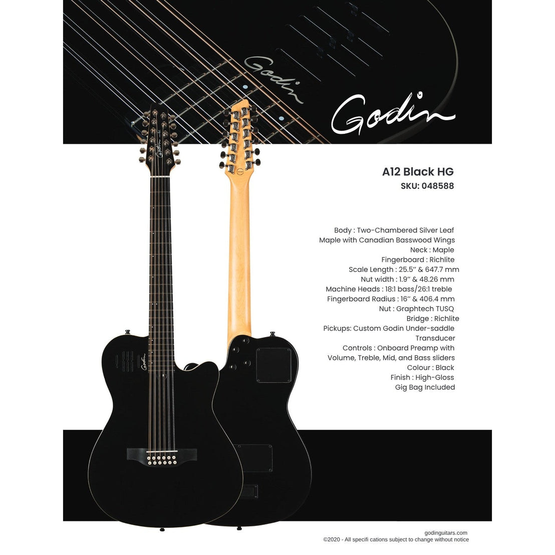 Đàn Guitar Điện 12-dây Silent Godin A12-Mai Nguyên Music