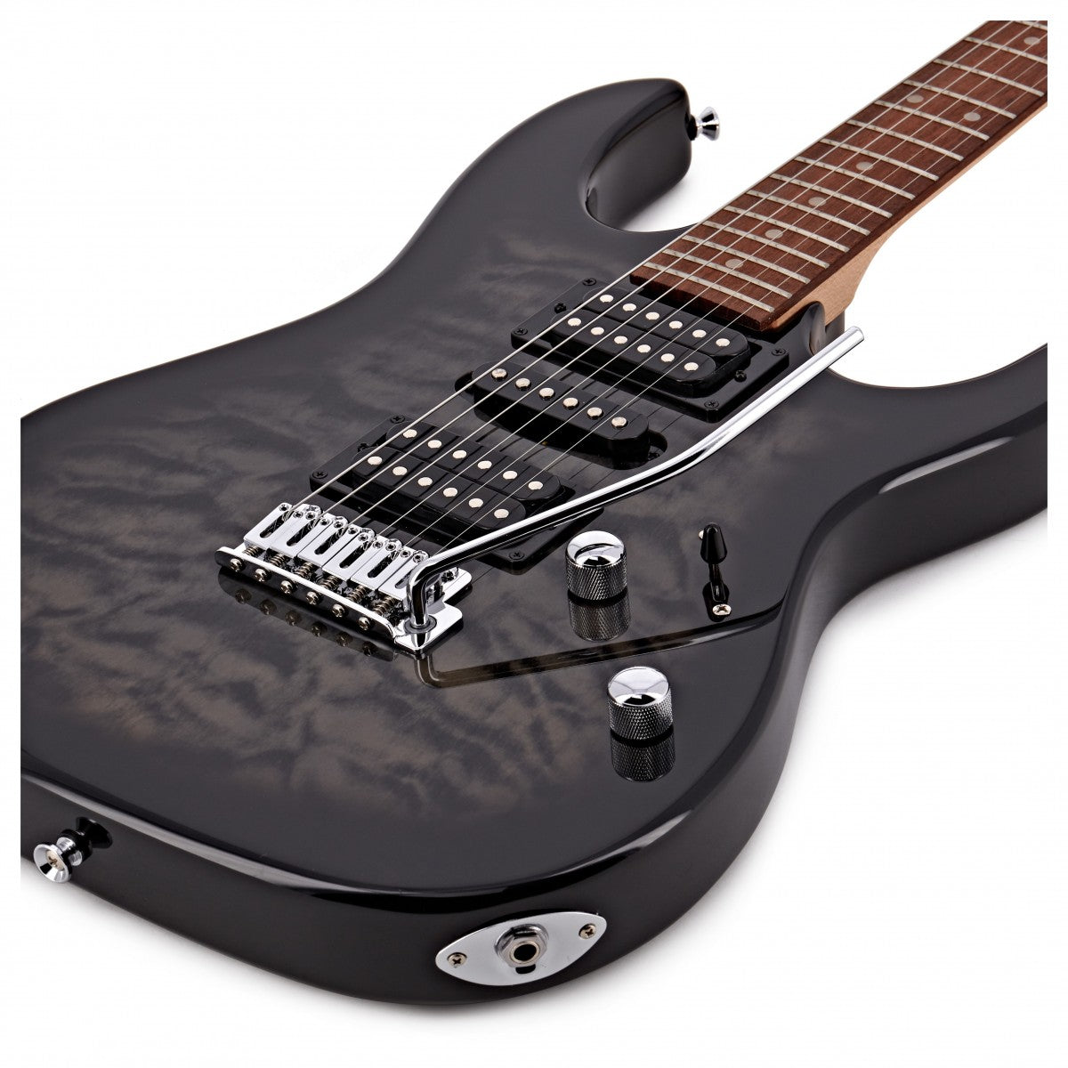 Đàn Guitar Điện Ibanez RG GIO GRX70QA, Transparent Black Sunburst – Mai Nguyễn Music