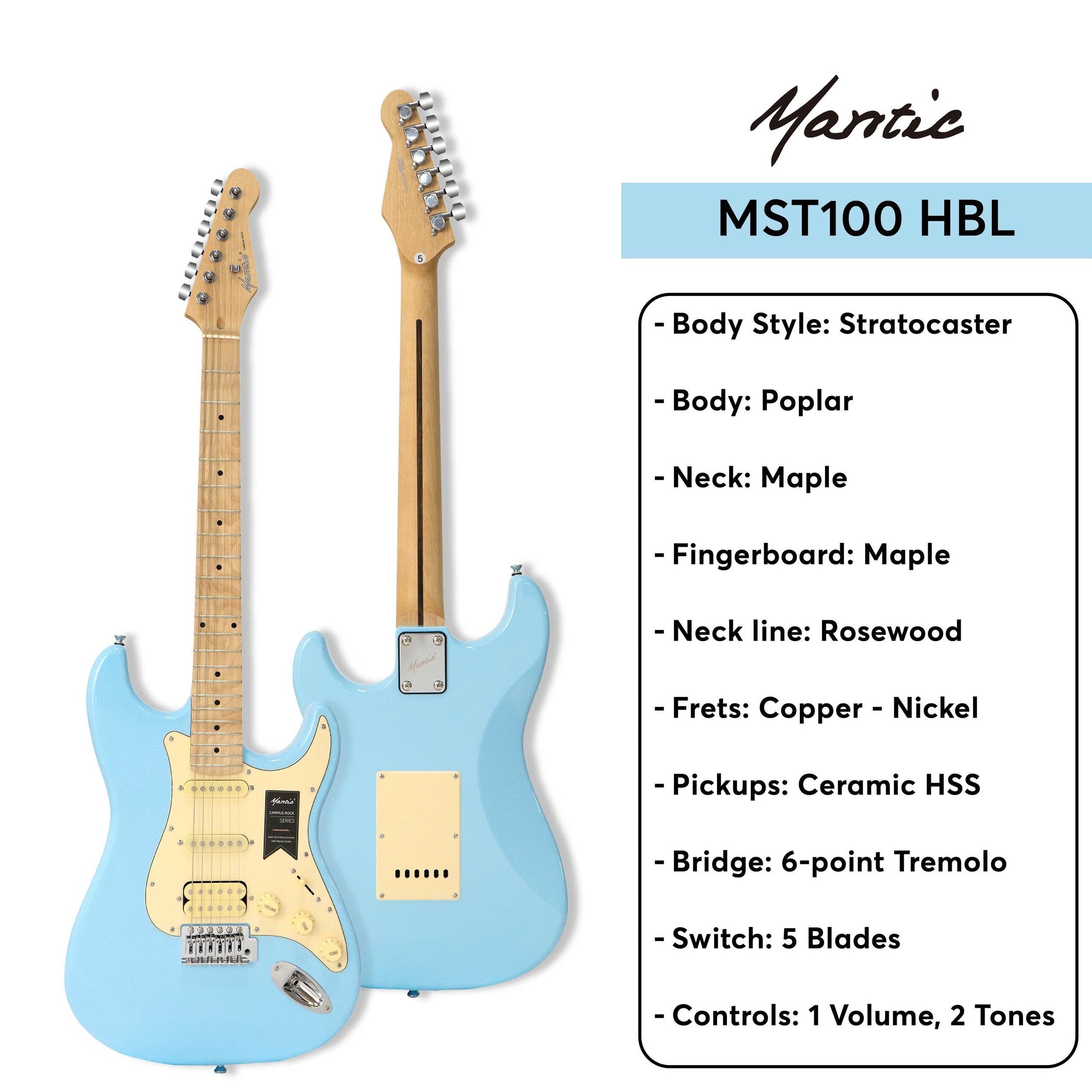 Đàn Guitar Điện Mantic MST100 HSS Stratocaster-Mai Nguyên Music