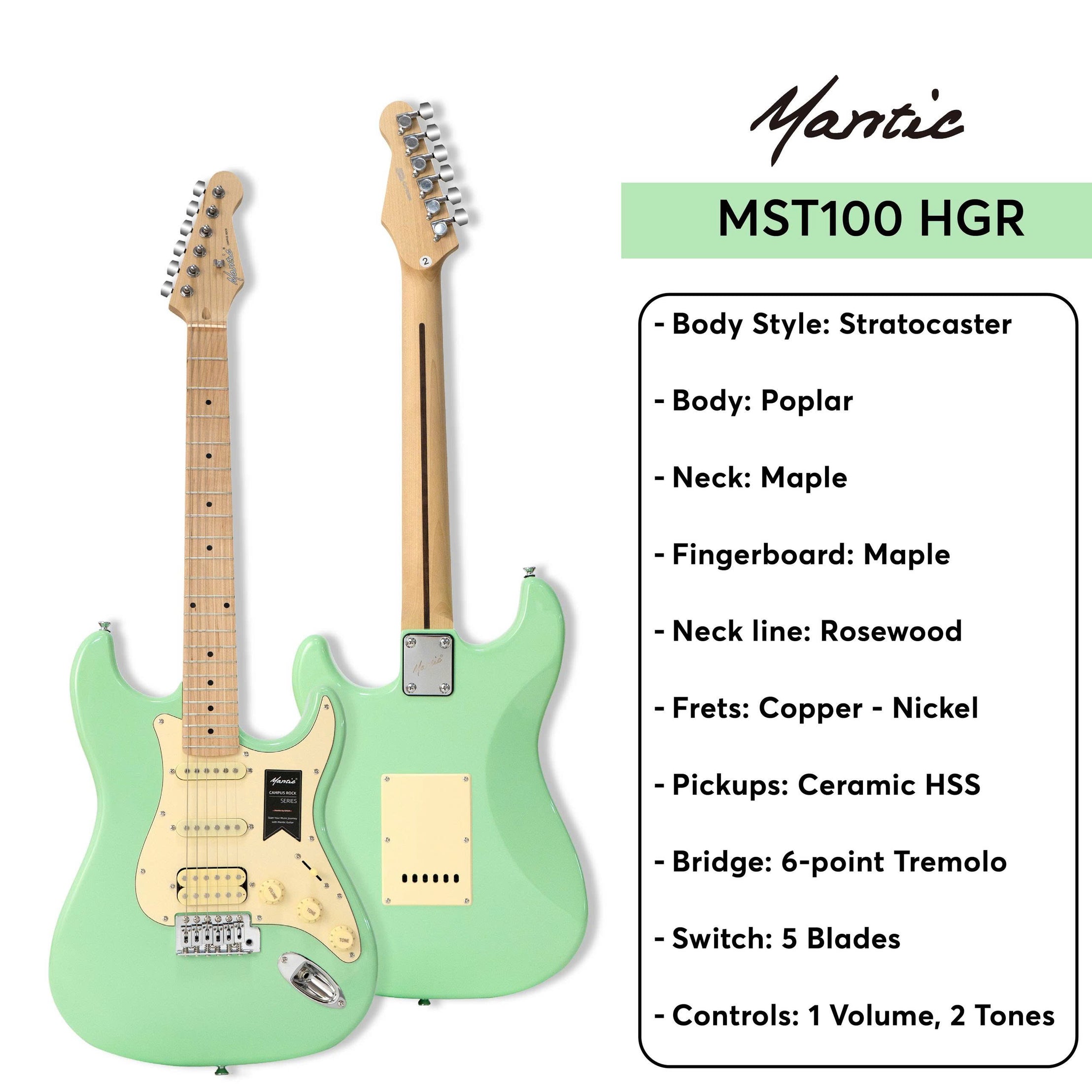 Đàn Guitar Điện Mantic MST100 HSS Stratocaster-Mai Nguyên Music