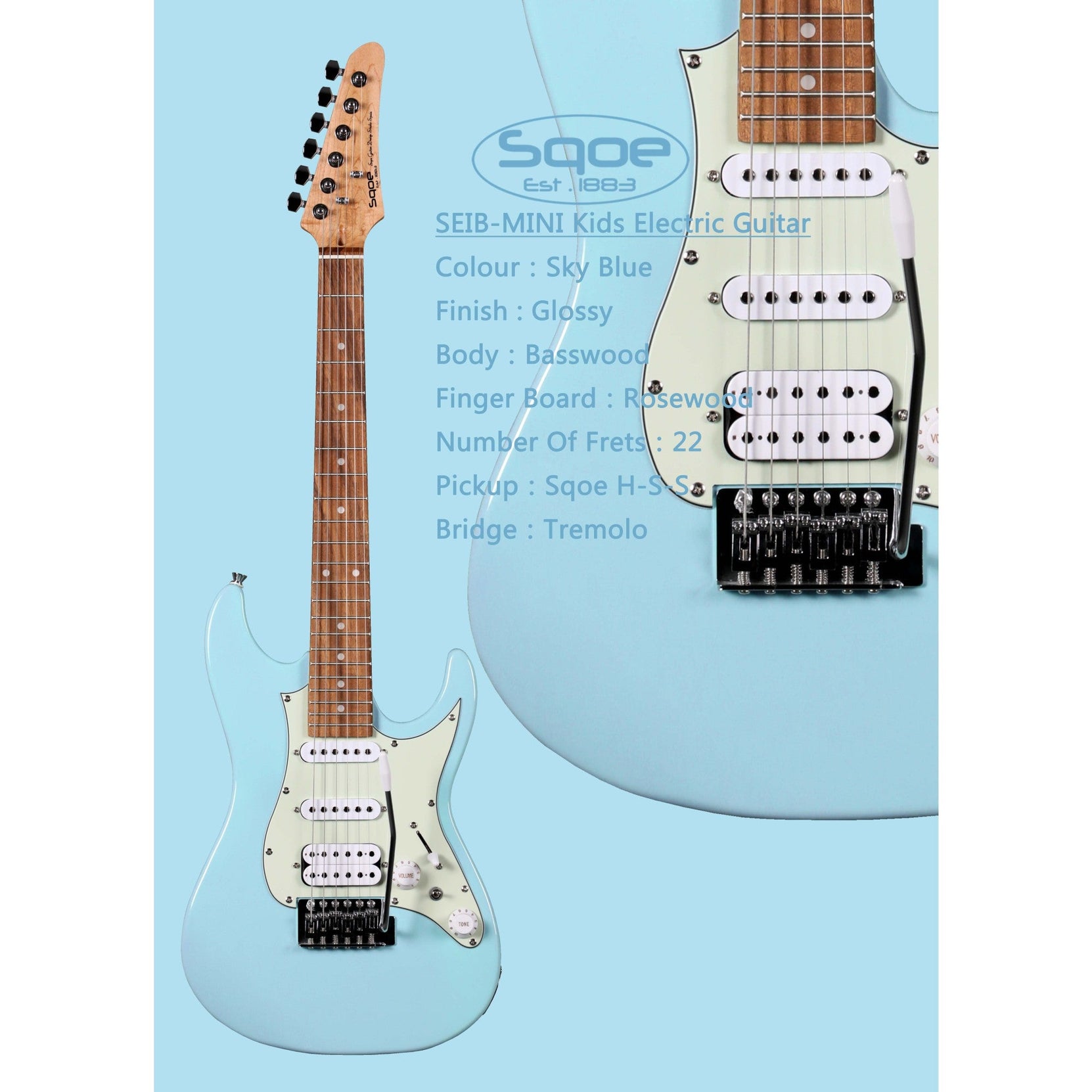 Đàn Guitar Điện Sqoe SEIB-Mini (Kids)-Mai Nguyên Music