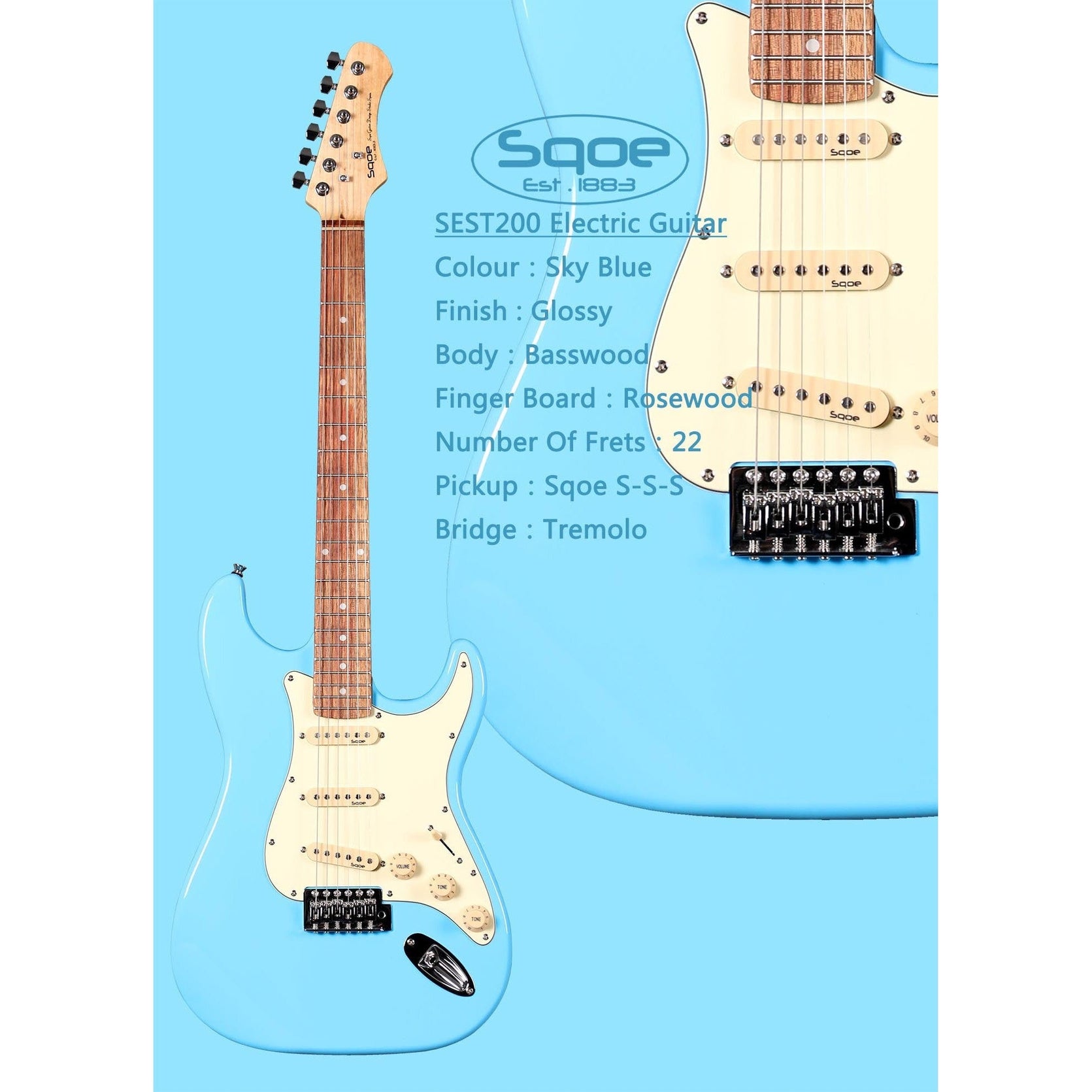 Đàn Guitar Điện Sqoe SEST200 Stratocaster-Mai Nguyên Music