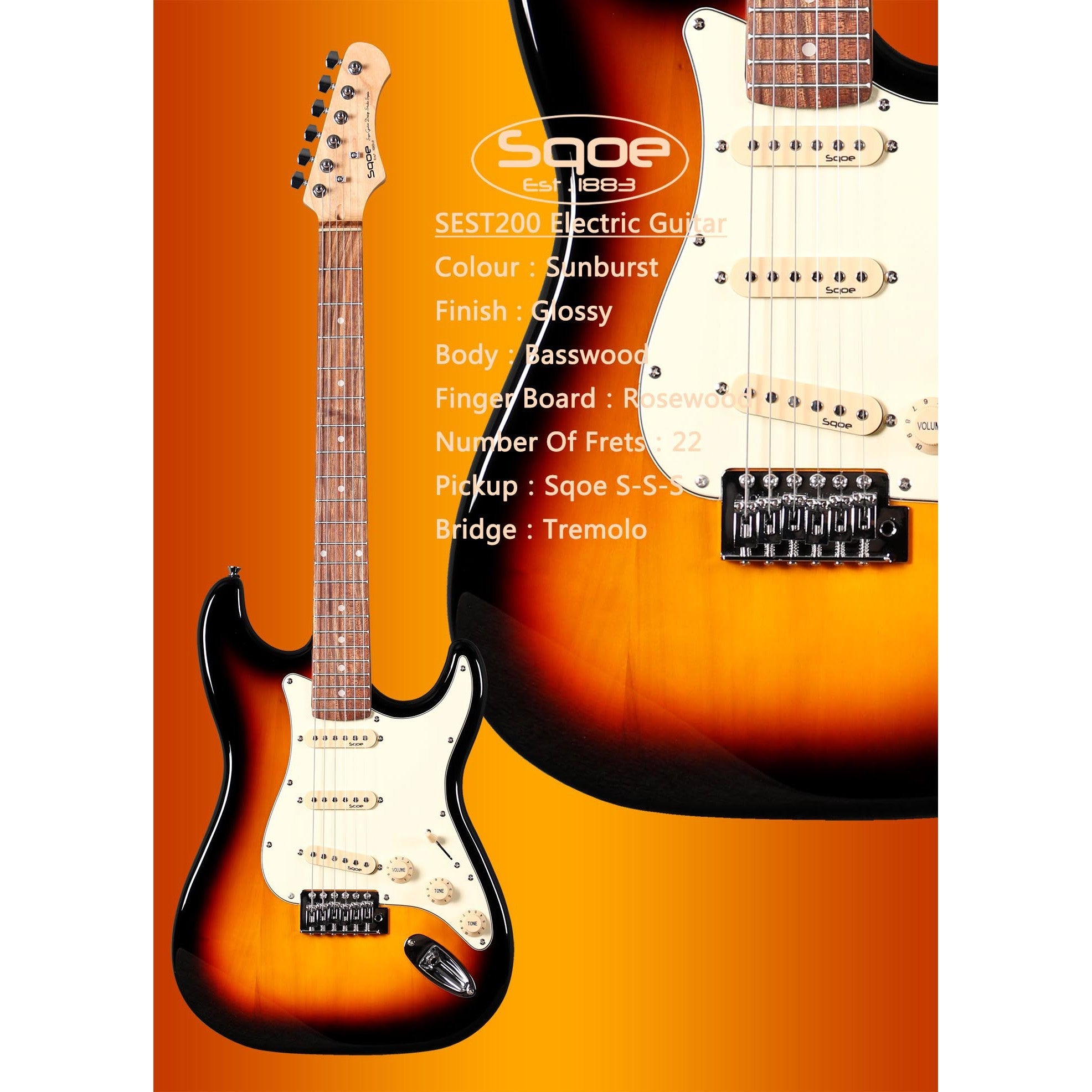 Đàn Guitar Điện Sqoe SEST200 Stratocaster-Mai Nguyên Music